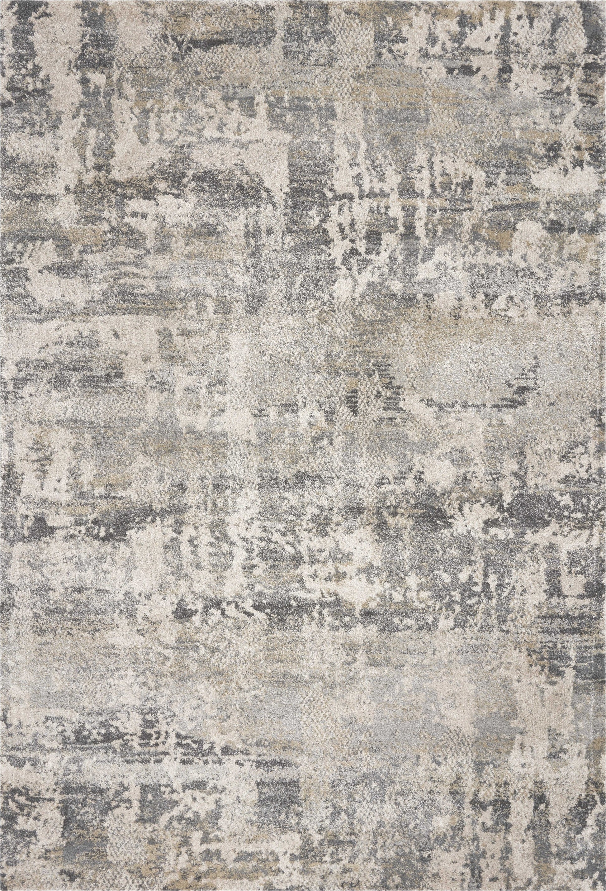 7' X 9' Gray And Tan Abstract Area Rug-Area Rugs-DECOROLALA