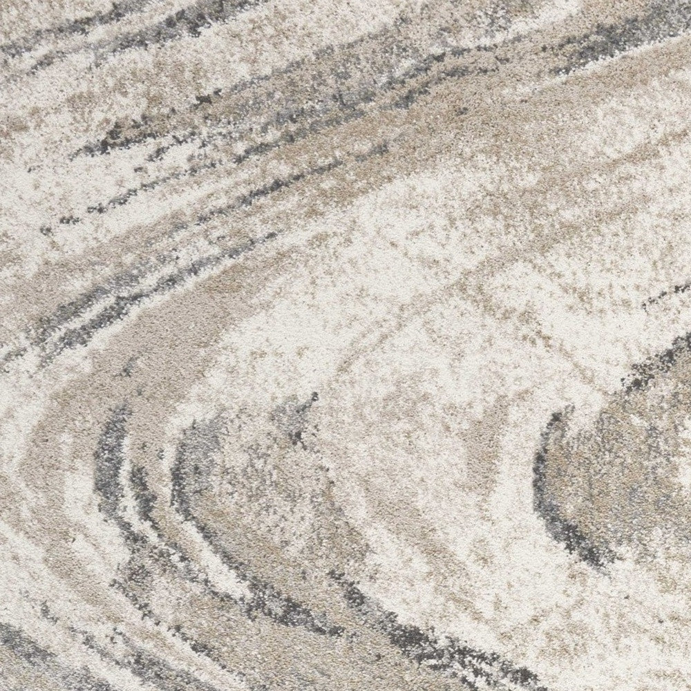 7' X 9' Gray And Tan Abstract Area Rug-Area Rugs-DECOROLALA