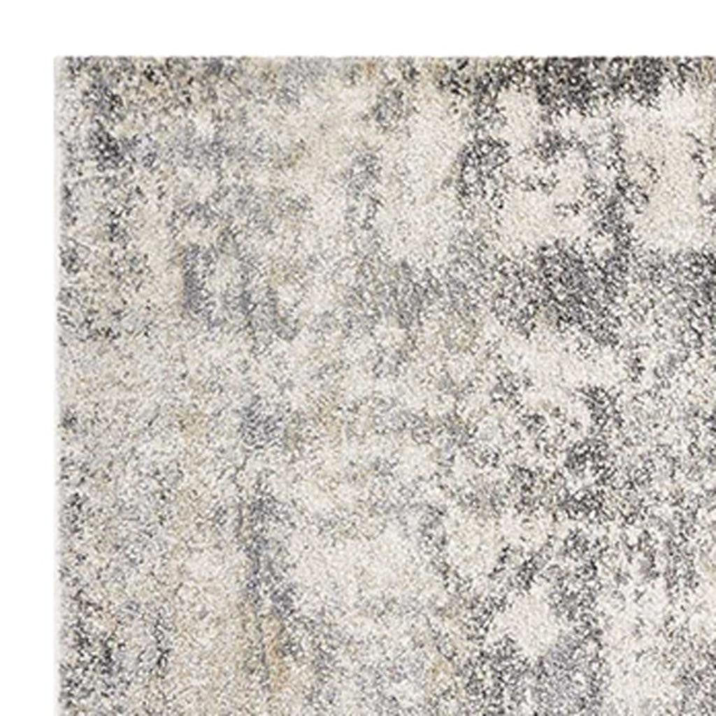 7' X 9' Gray And Tan Abstract Area Rug-Area Rugs-DECOROLALA