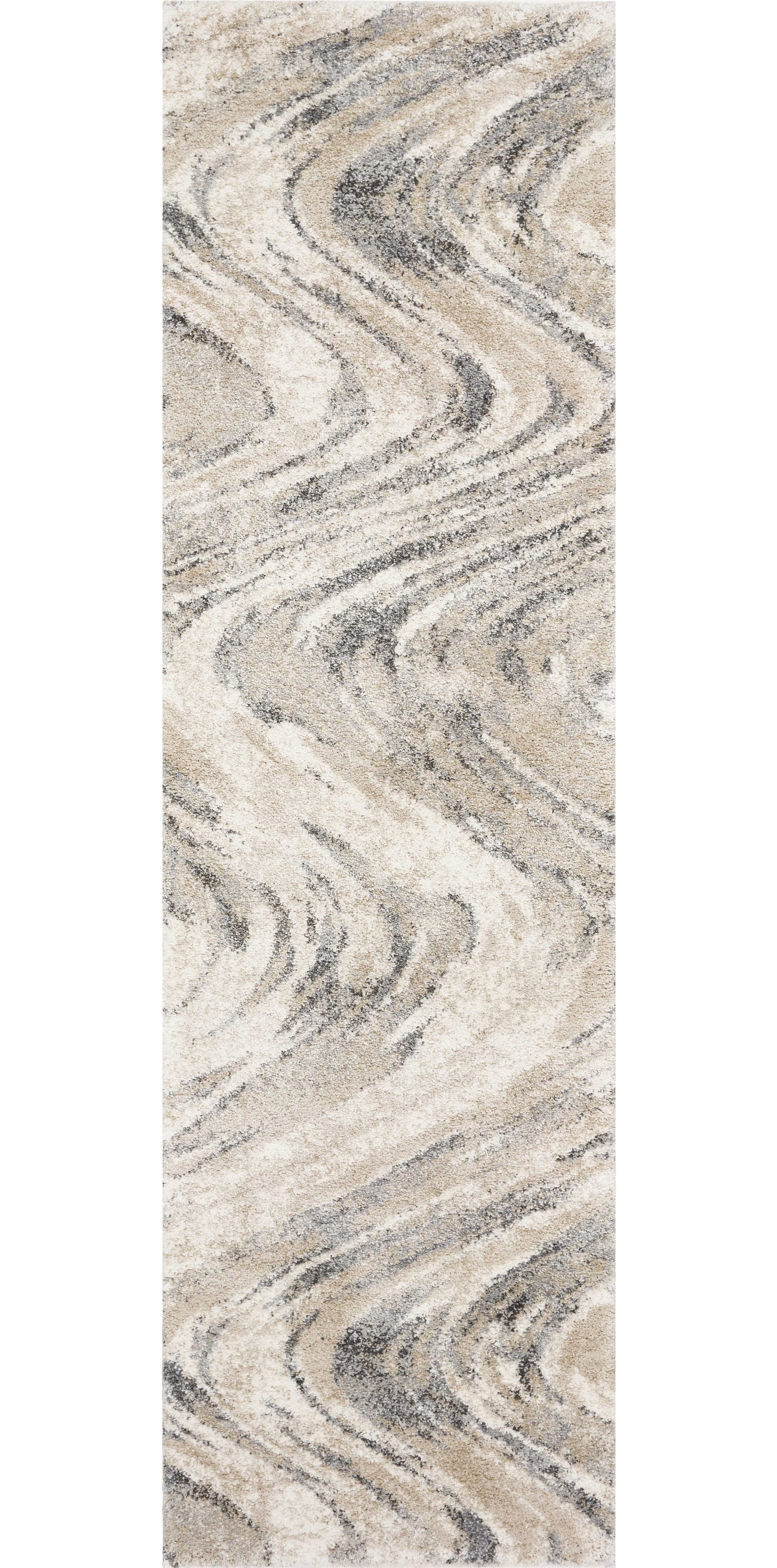 7' X 9' Gray And Tan Abstract Area Rug-Area Rugs-DECOROLALA