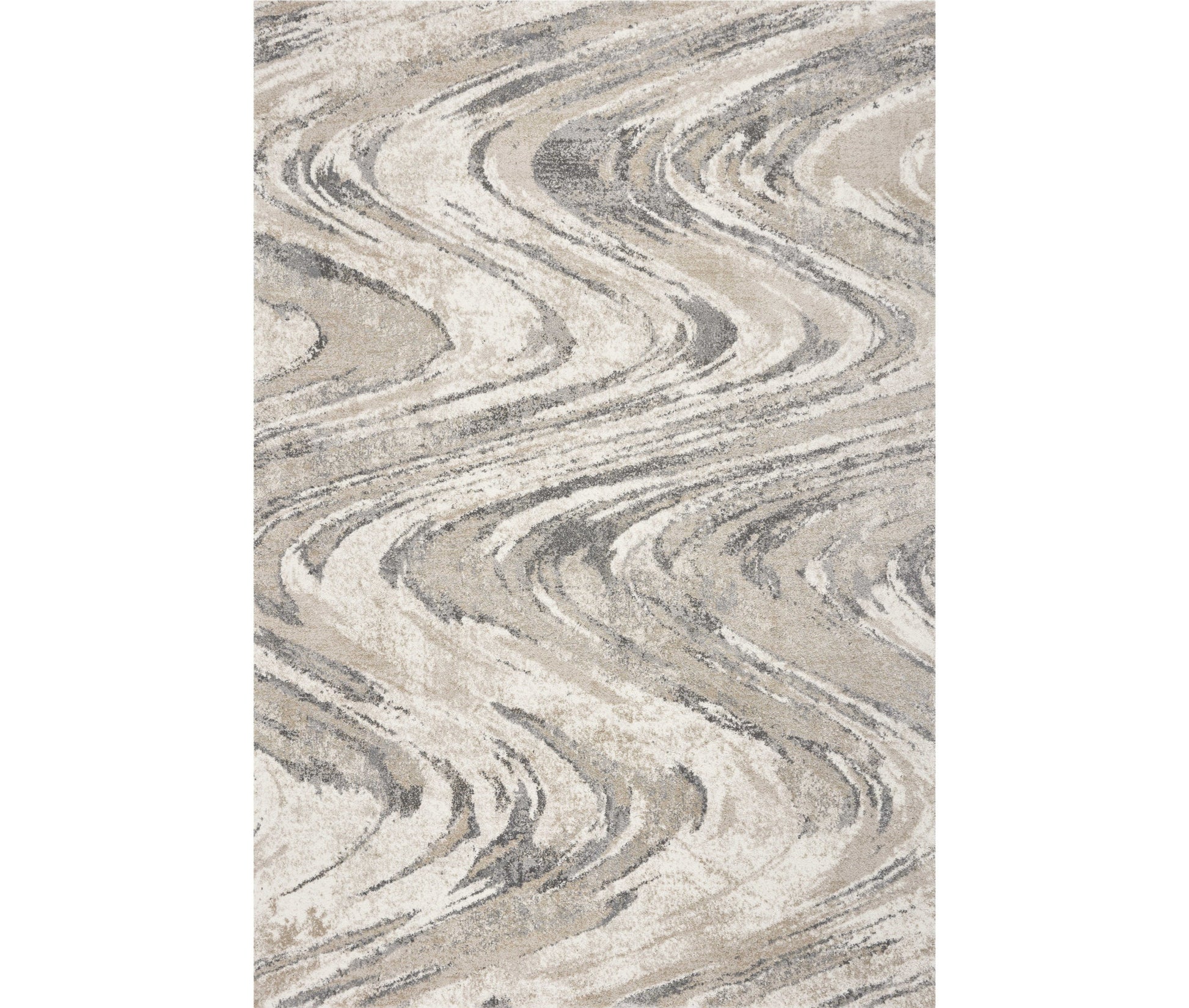 7' X 9' Gray And Tan Abstract Area Rug-Area Rugs-DECOROLALA