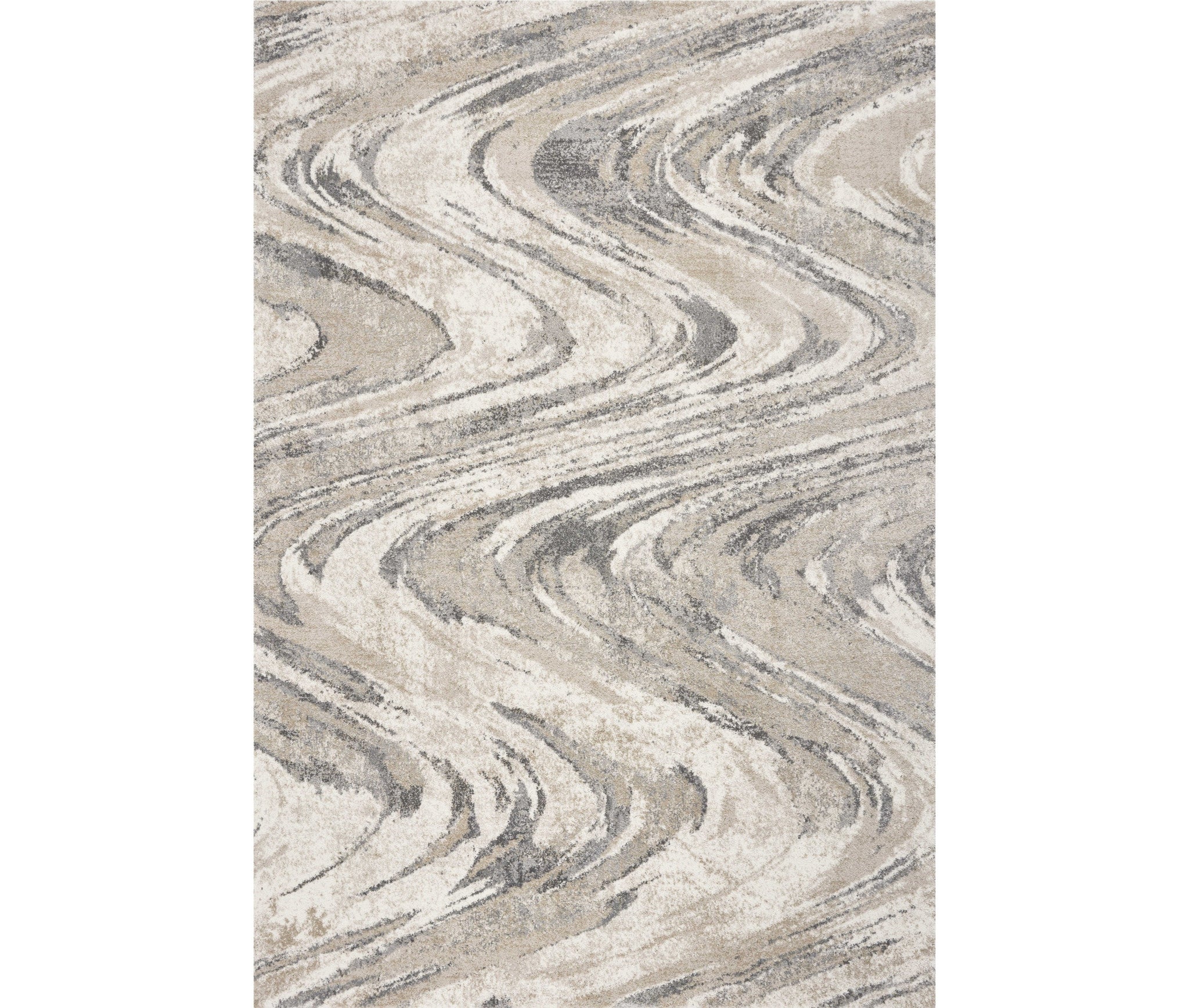 7' X 9' Gray And Tan Abstract Area Rug-Area Rugs-DECOROLALA