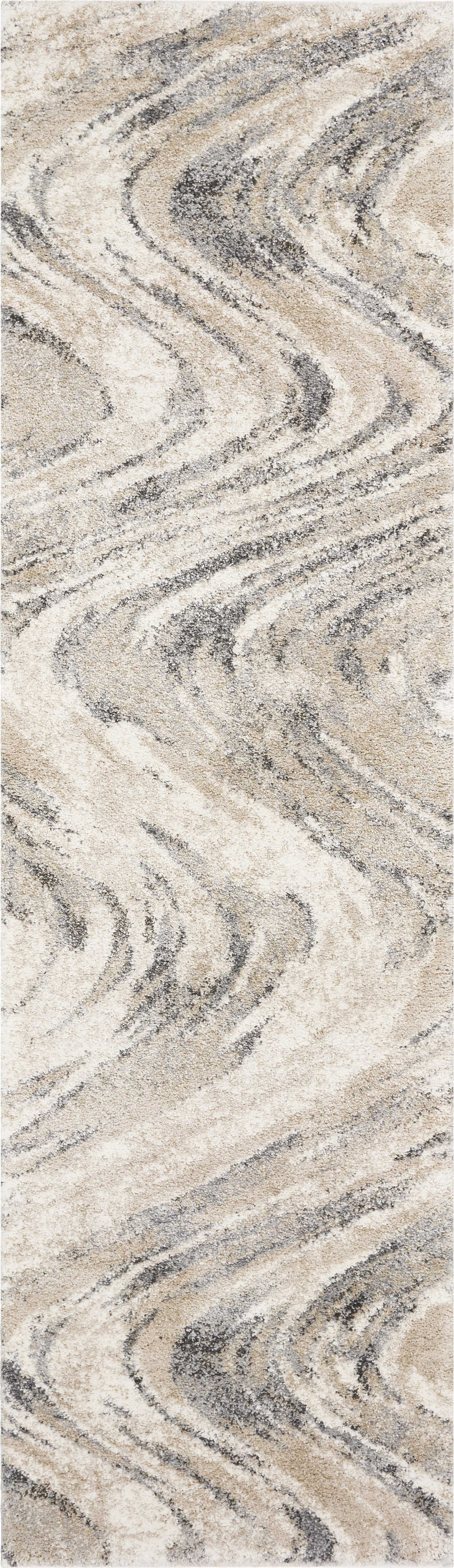 7' X 9' Gray And Tan Abstract Area Rug-Area Rugs-DECOROLALA
