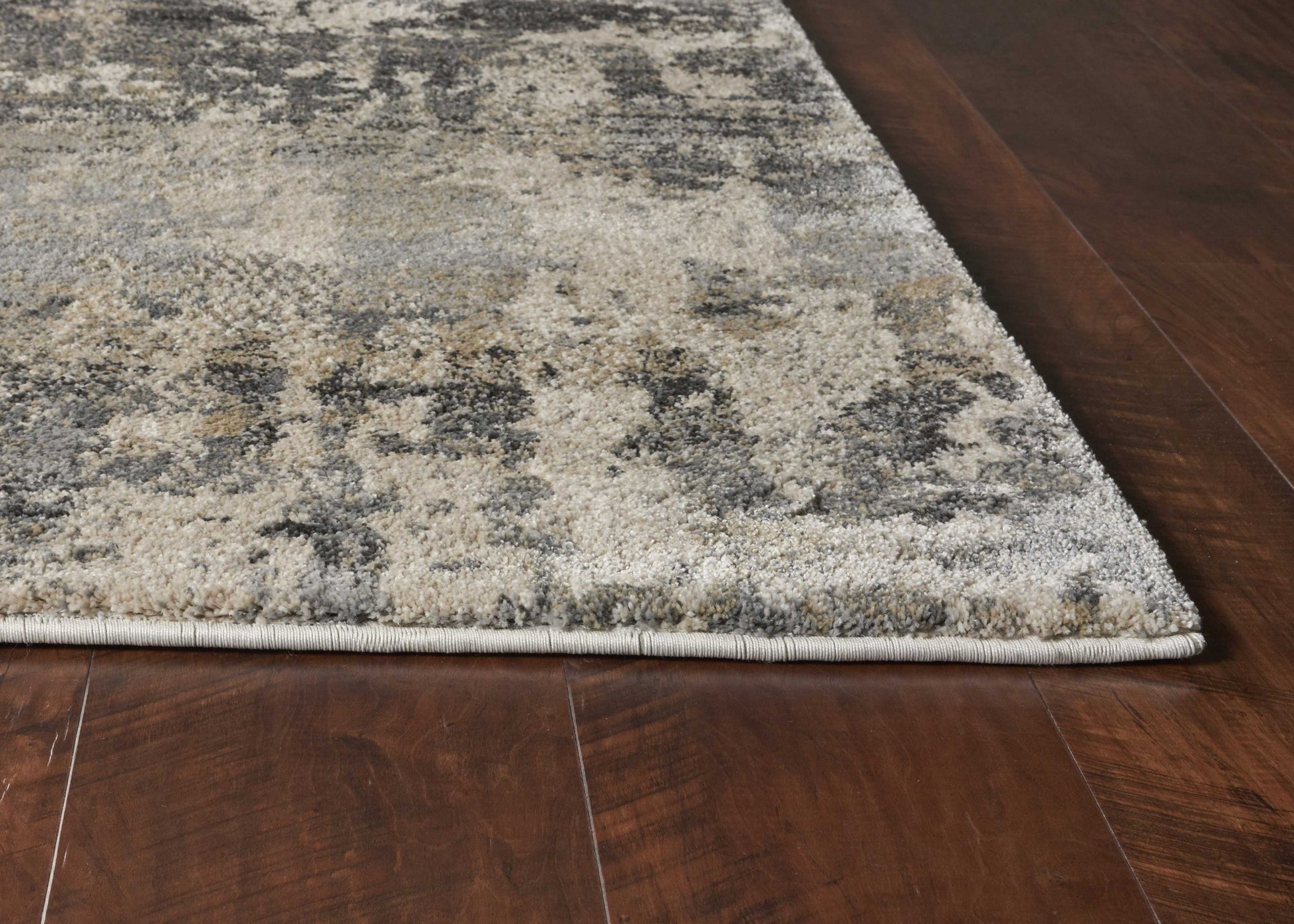 7' X 9' Gray And Tan Abstract Area Rug-Area Rugs-DECOROLALA