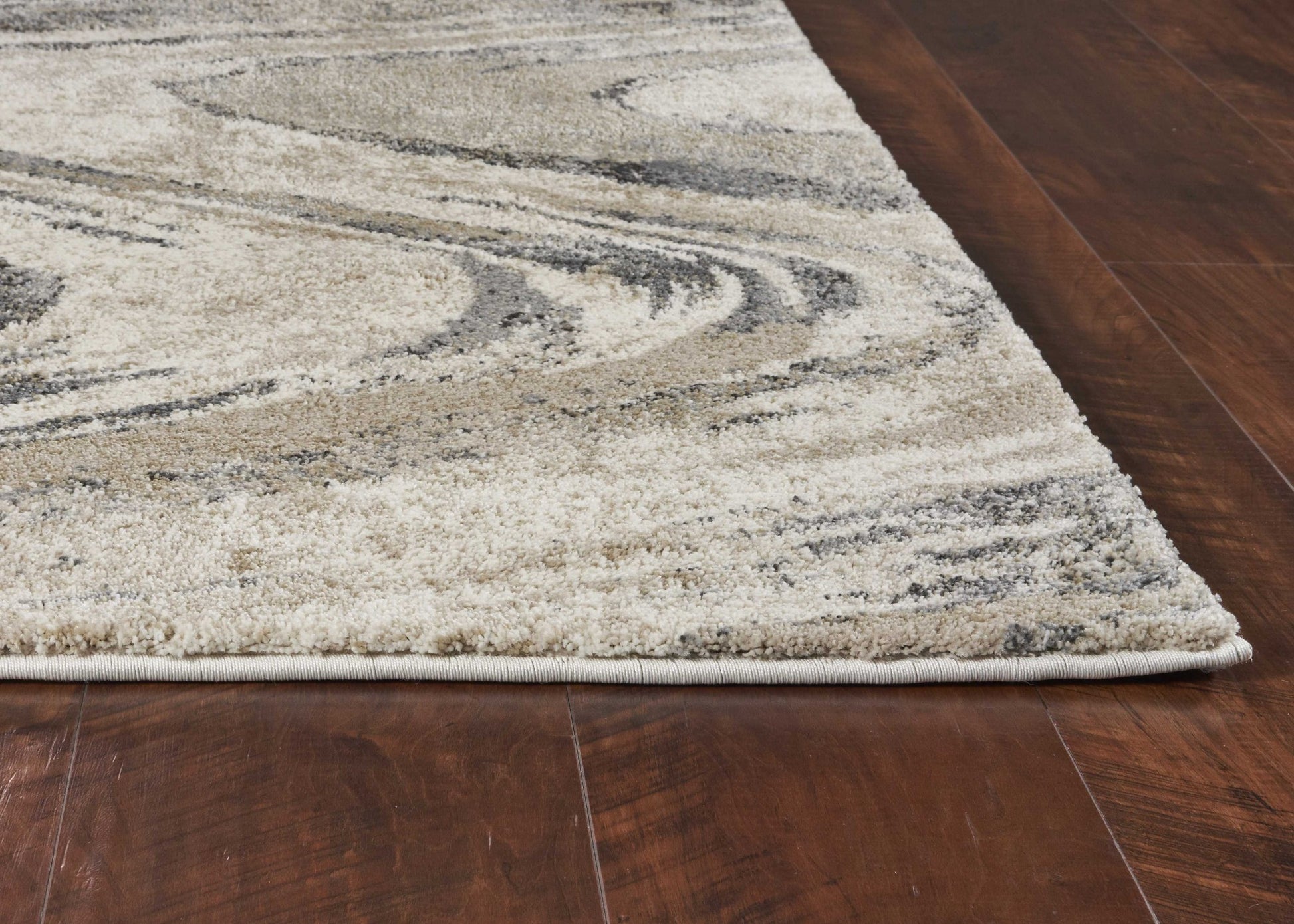 7' X 9' Gray And Tan Abstract Area Rug-Area Rugs-DECOROLALA