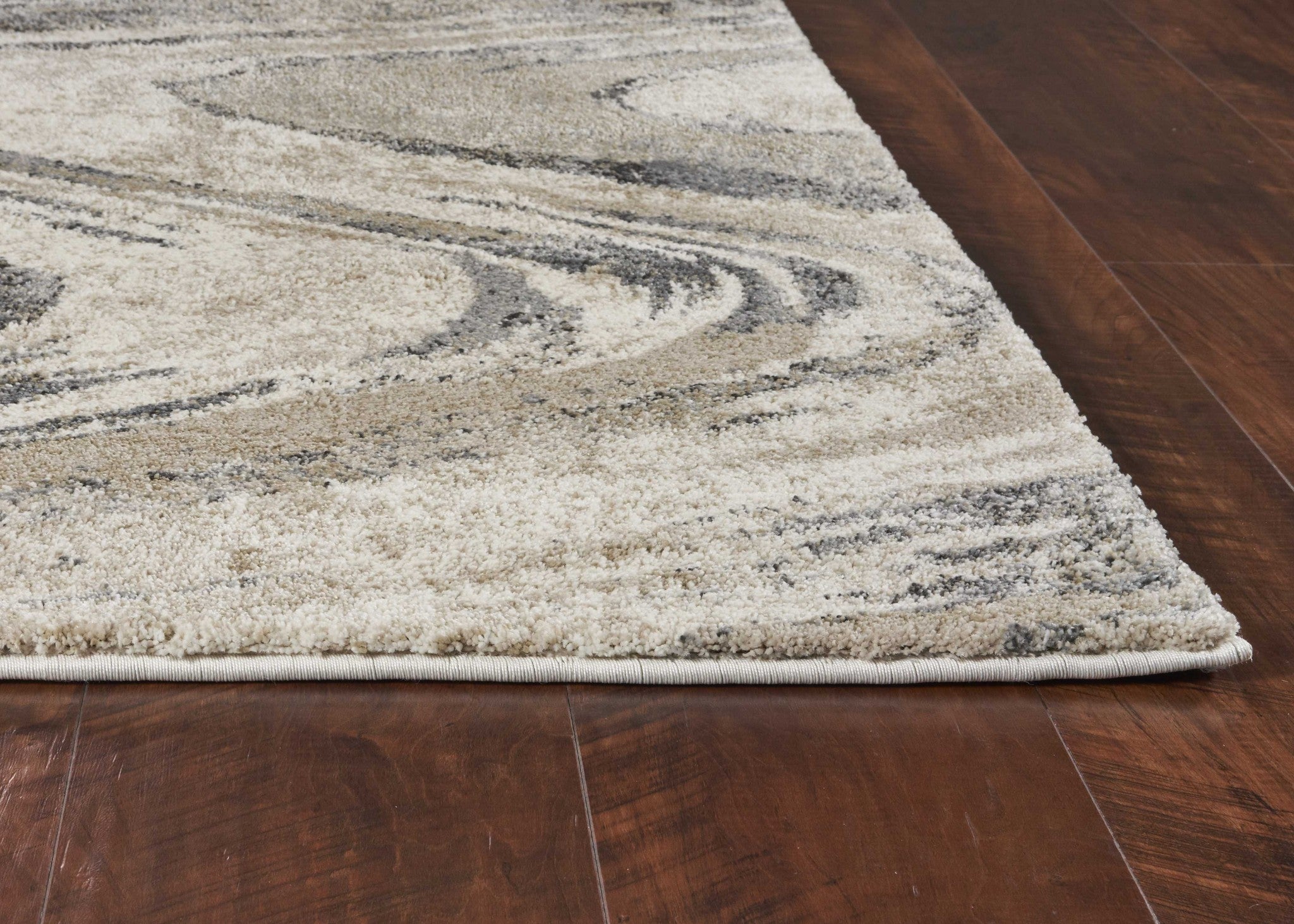 7' X 9' Gray And Tan Abstract Area Rug-Area Rugs-DECOROLALA