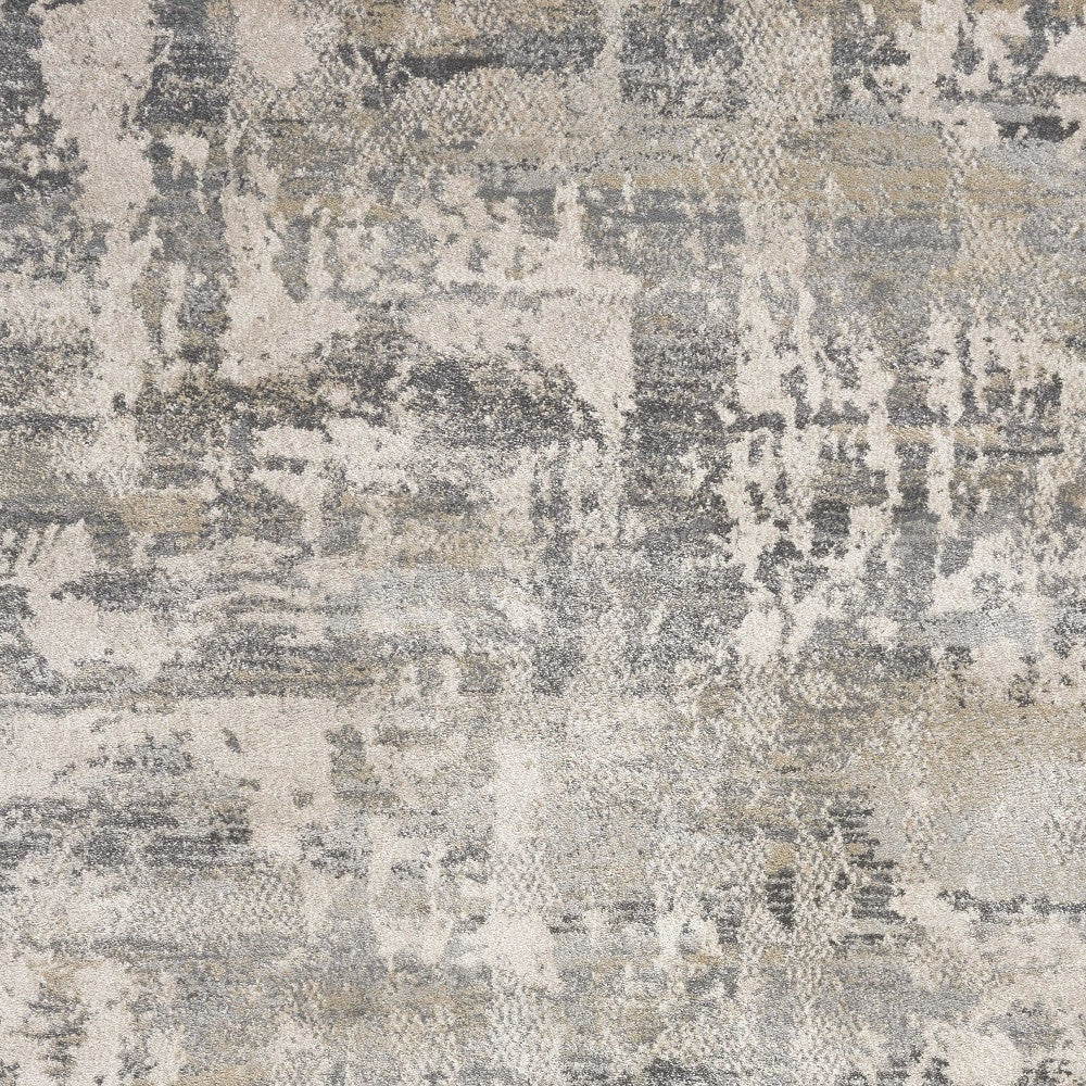 7' X 9' Gray And Tan Abstract Area Rug-Area Rugs-DECOROLALA