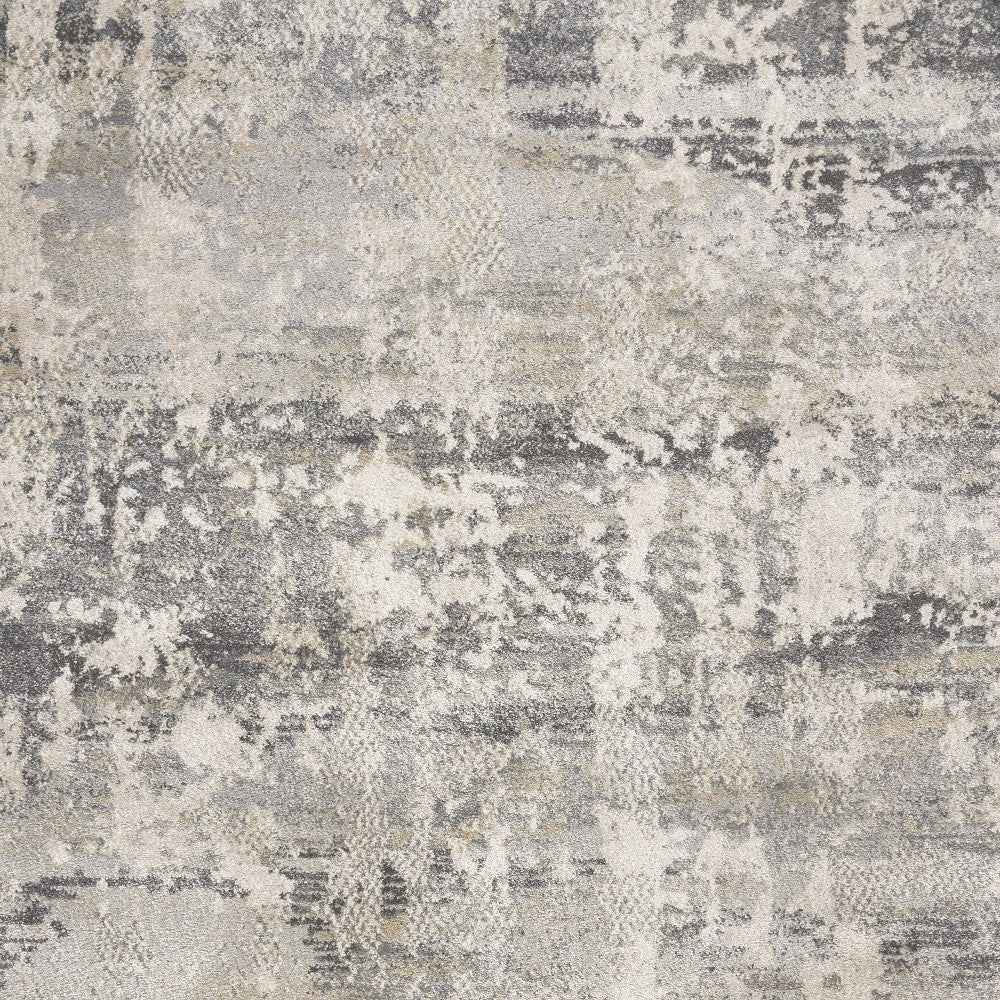 7' X 9' Gray And Tan Abstract Area Rug-Area Rugs-DECOROLALA