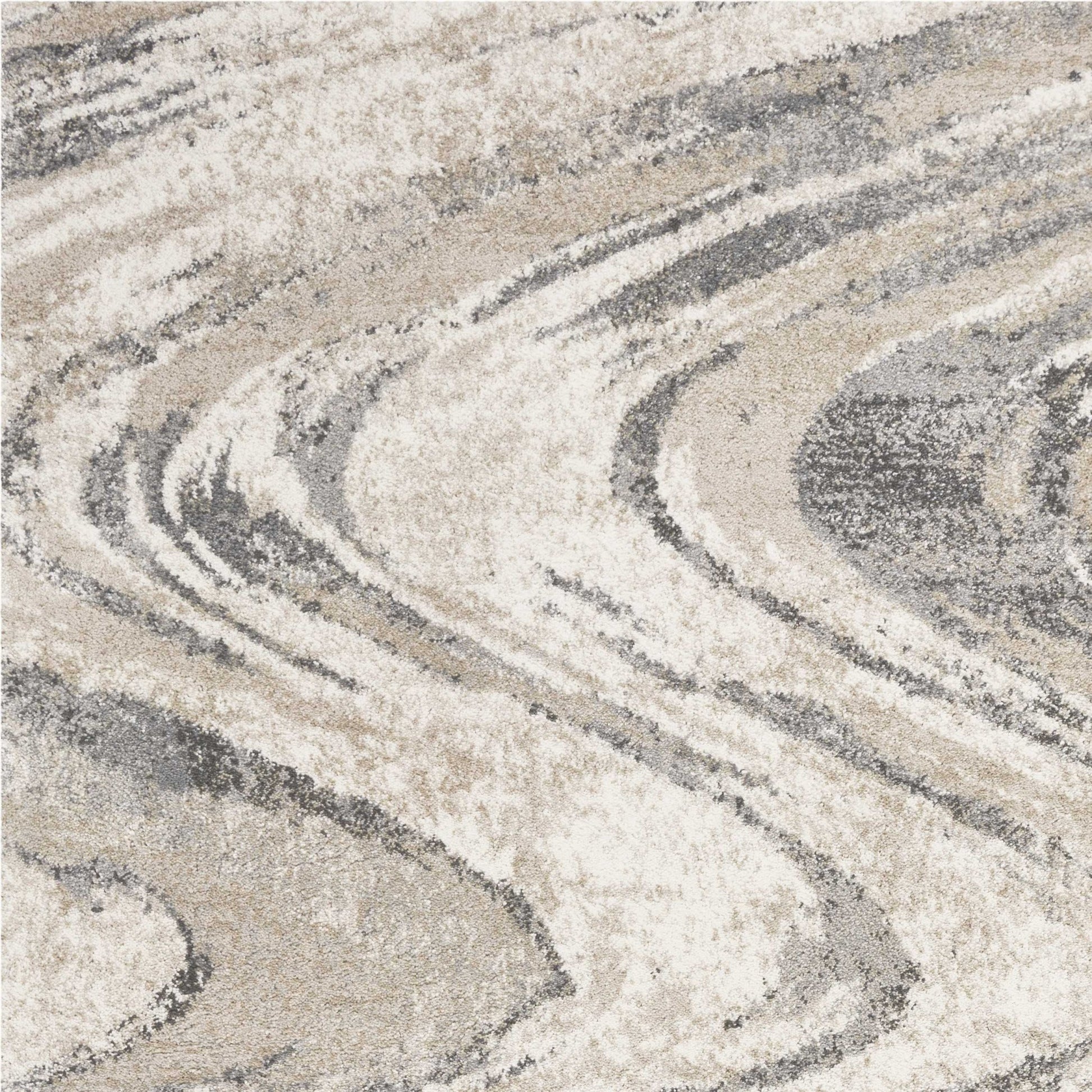 7' X 9' Gray And Tan Abstract Area Rug-Area Rugs-DECOROLALA