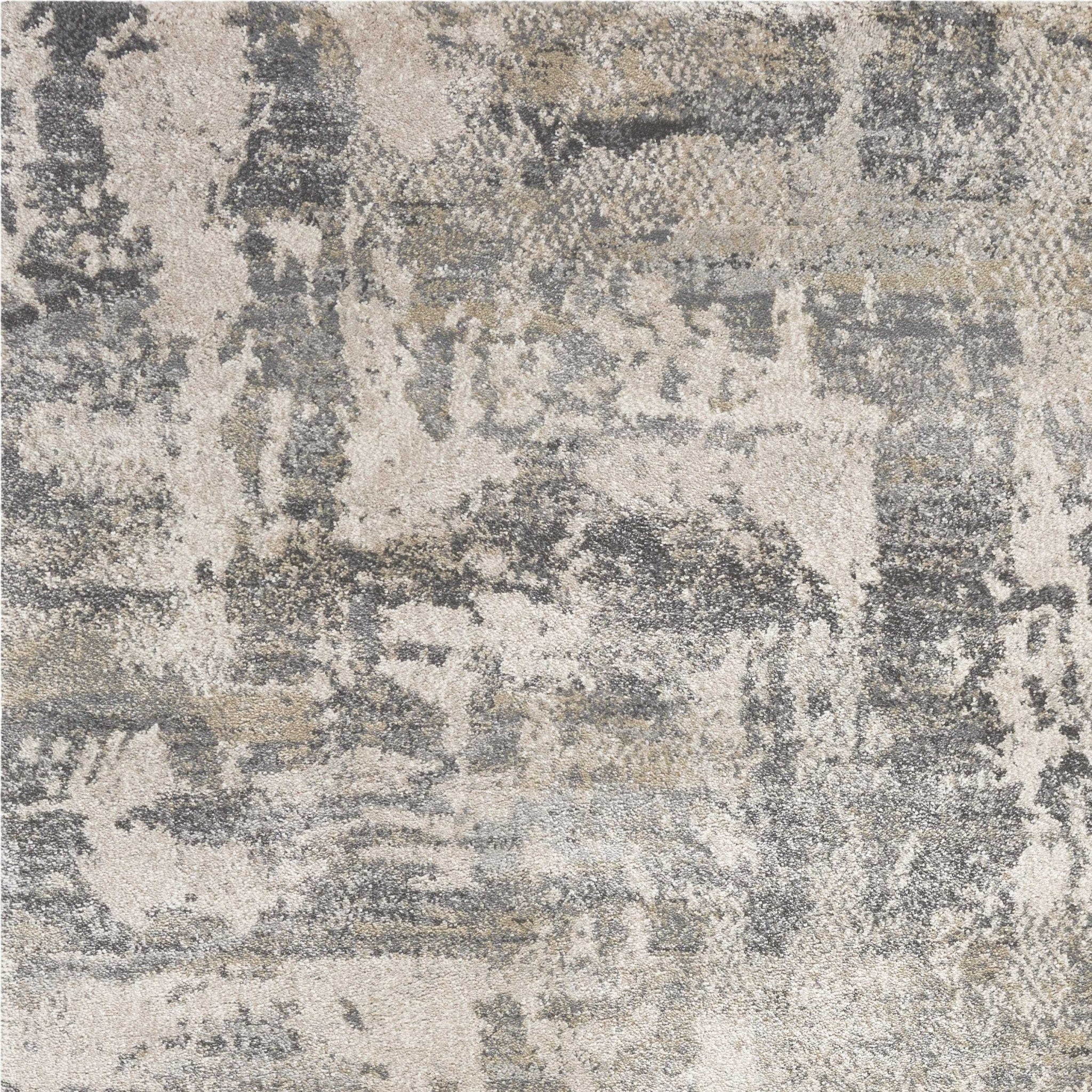 7' X 9' Gray And Tan Abstract Area Rug-Area Rugs-DECOROLALA