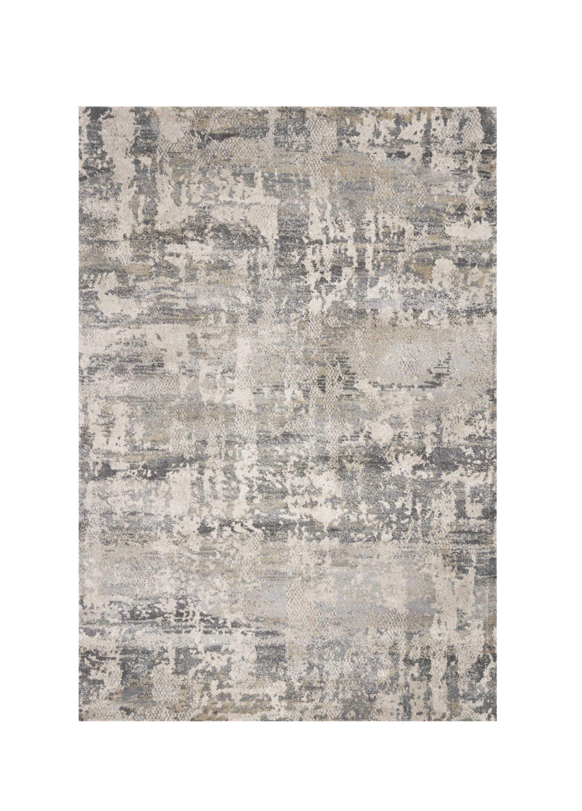 7' X 9' Gray And Tan Abstract Area Rug-Area Rugs-DECOROLALA