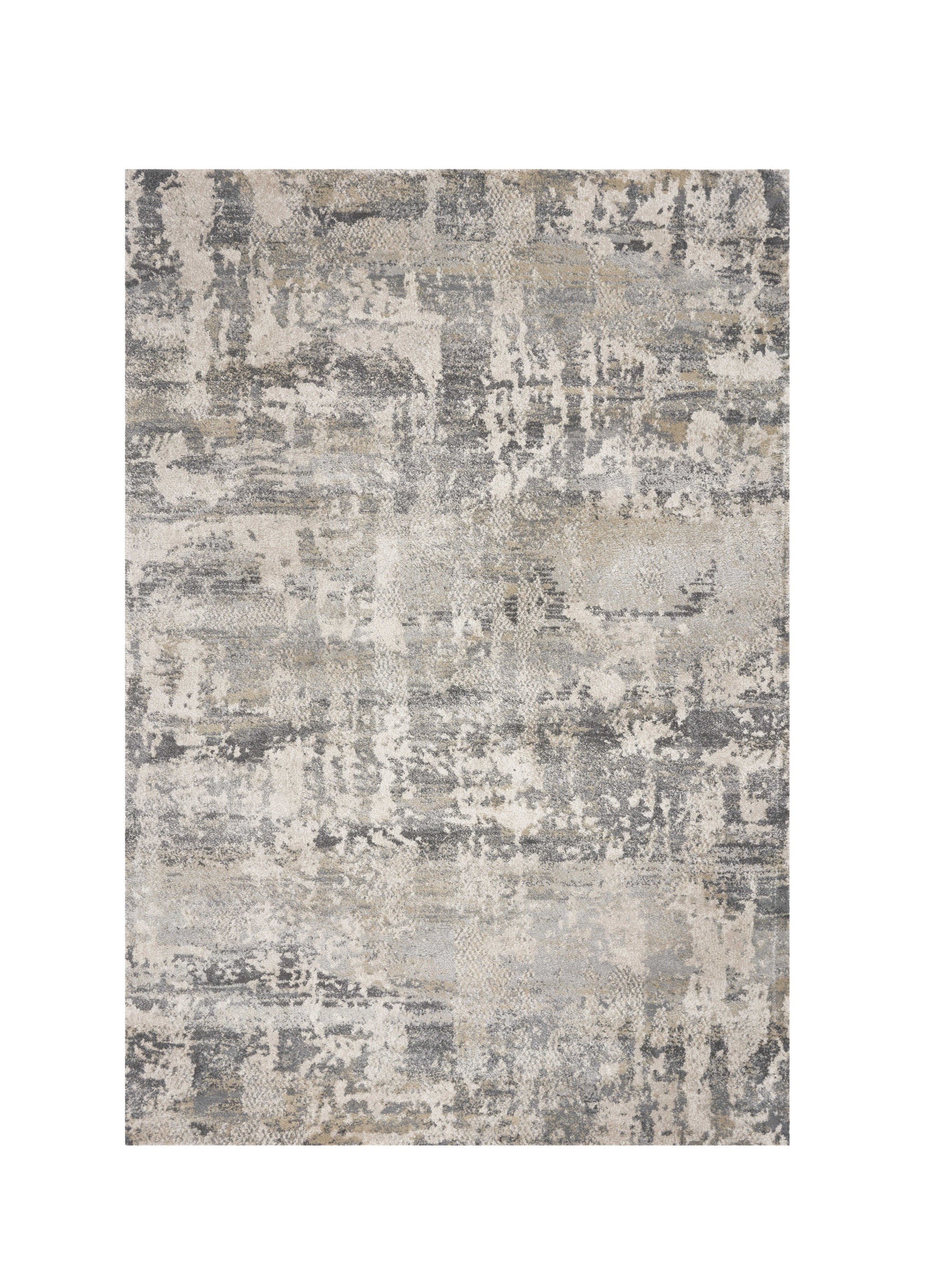 7' X 9' Gray And Tan Abstract Area Rug-Area Rugs-DECOROLALA