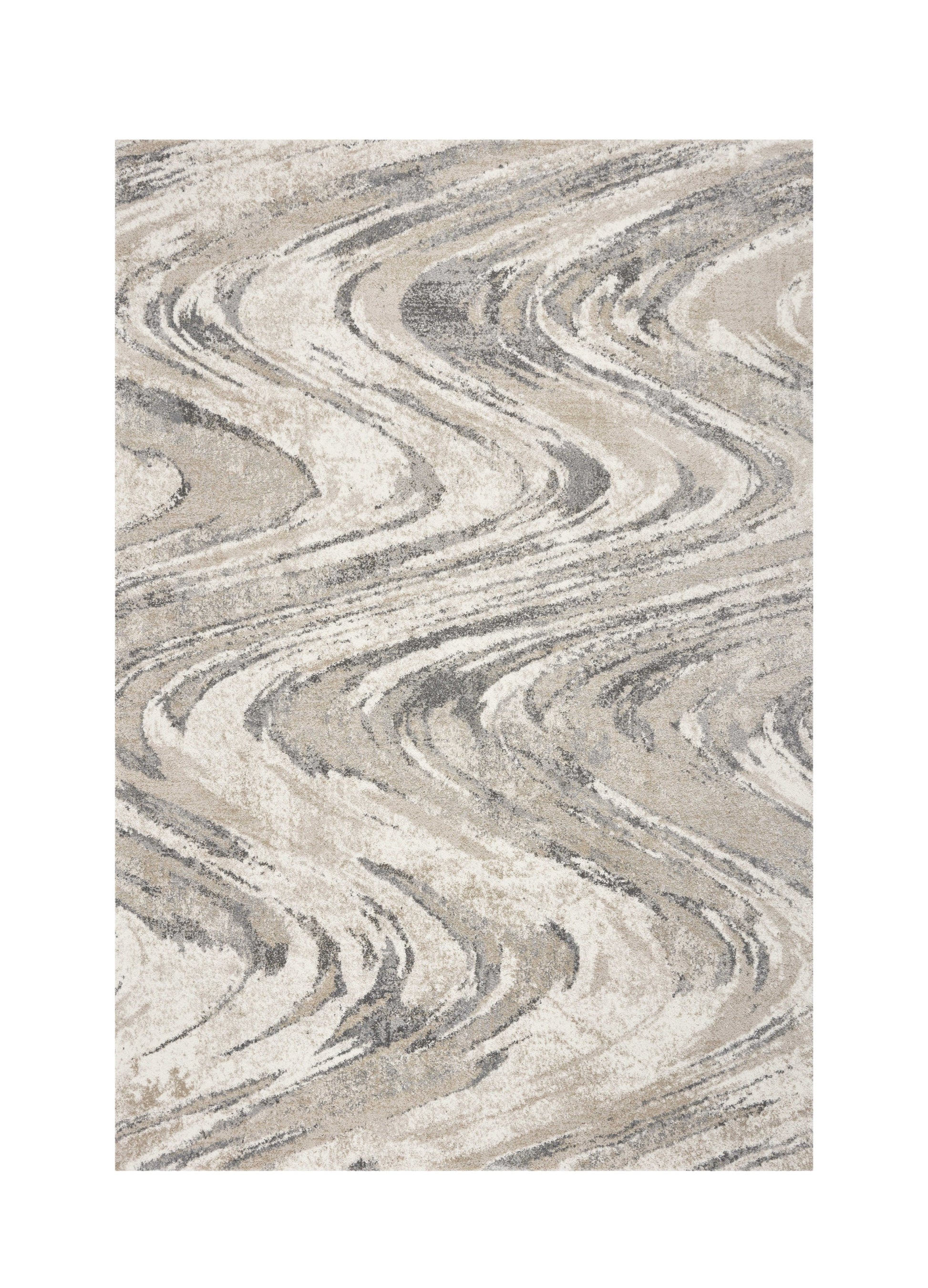 7' X 9' Gray And Tan Abstract Area Rug-Area Rugs-DECOROLALA