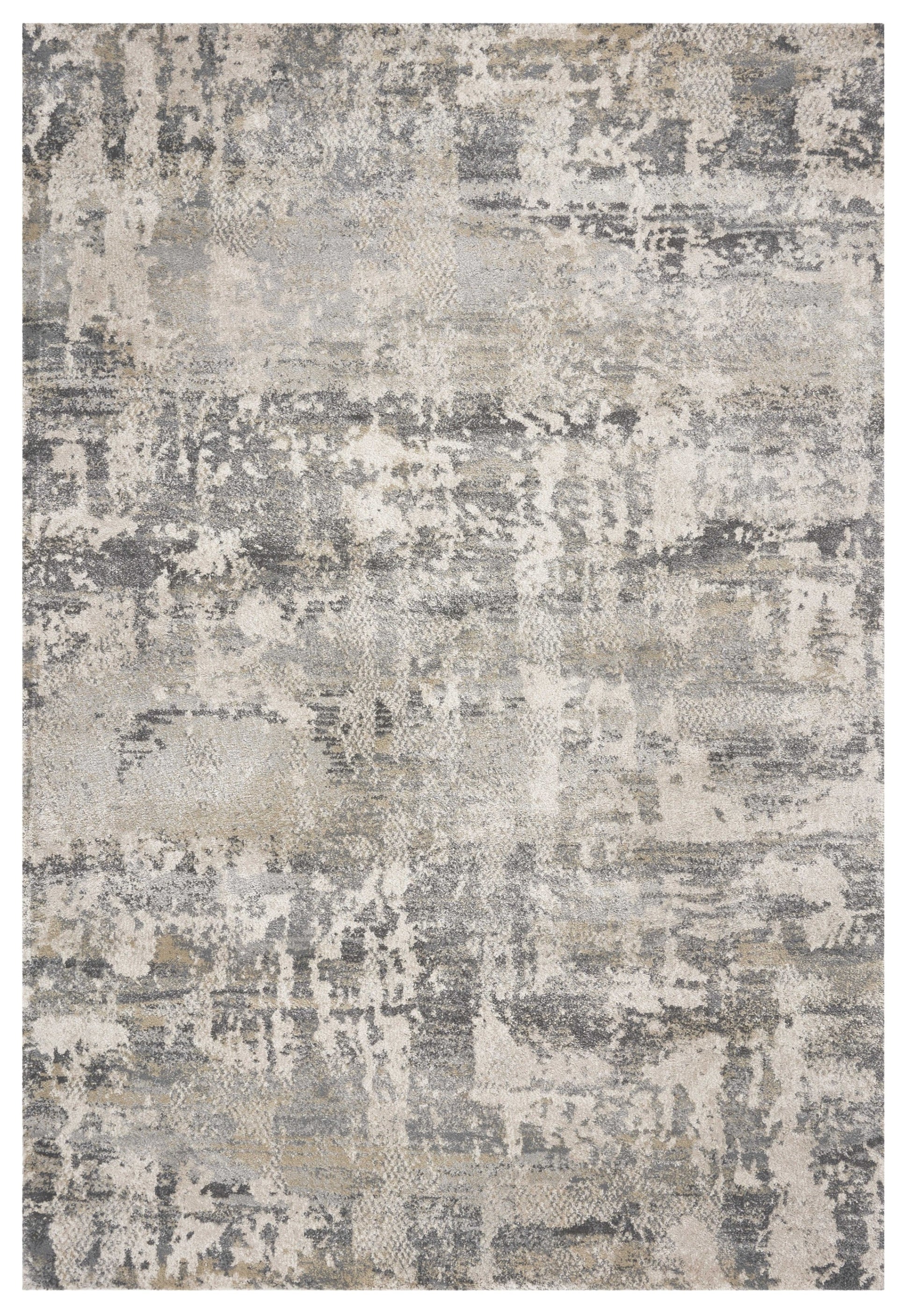 7' X 9' Gray And Tan Abstract Area Rug-Area Rugs-DECOROLALA