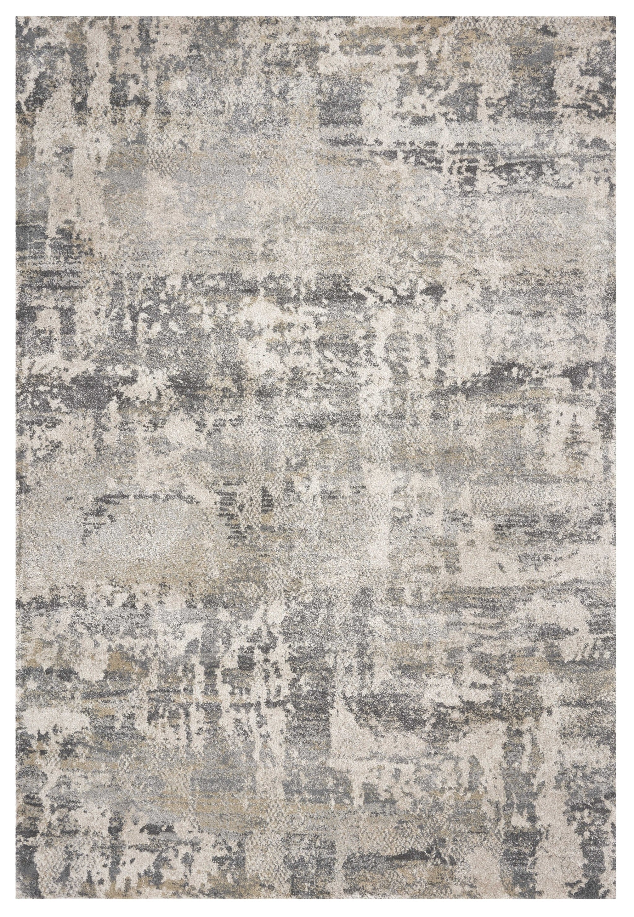 7' X 9' Gray And Tan Abstract Area Rug-Area Rugs-DECOROLALA