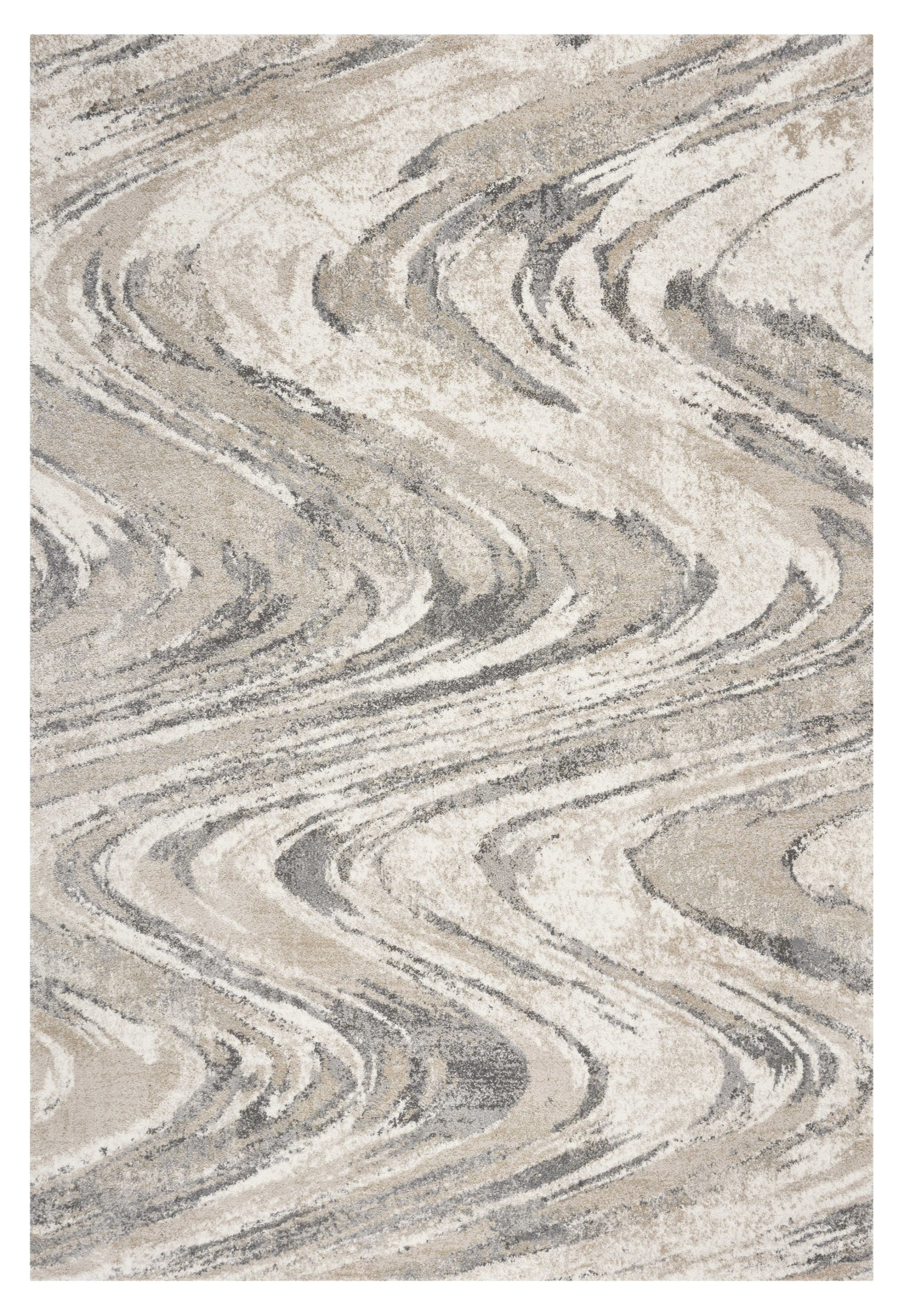7' X 9' Gray And Tan Abstract Area Rug-Area Rugs-DECOROLALA