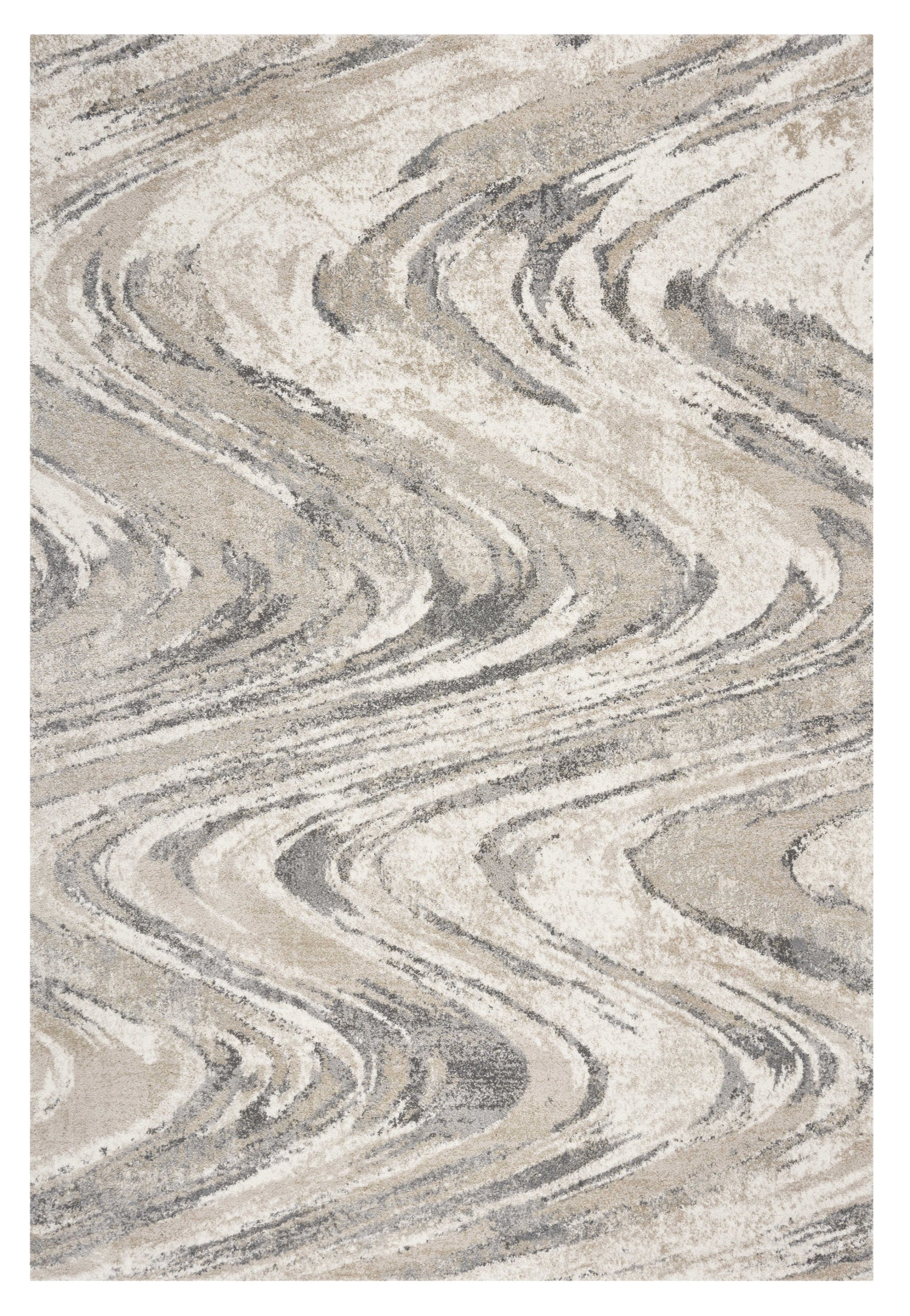 7' X 9' Gray And Tan Abstract Area Rug-Area Rugs-DECOROLALA