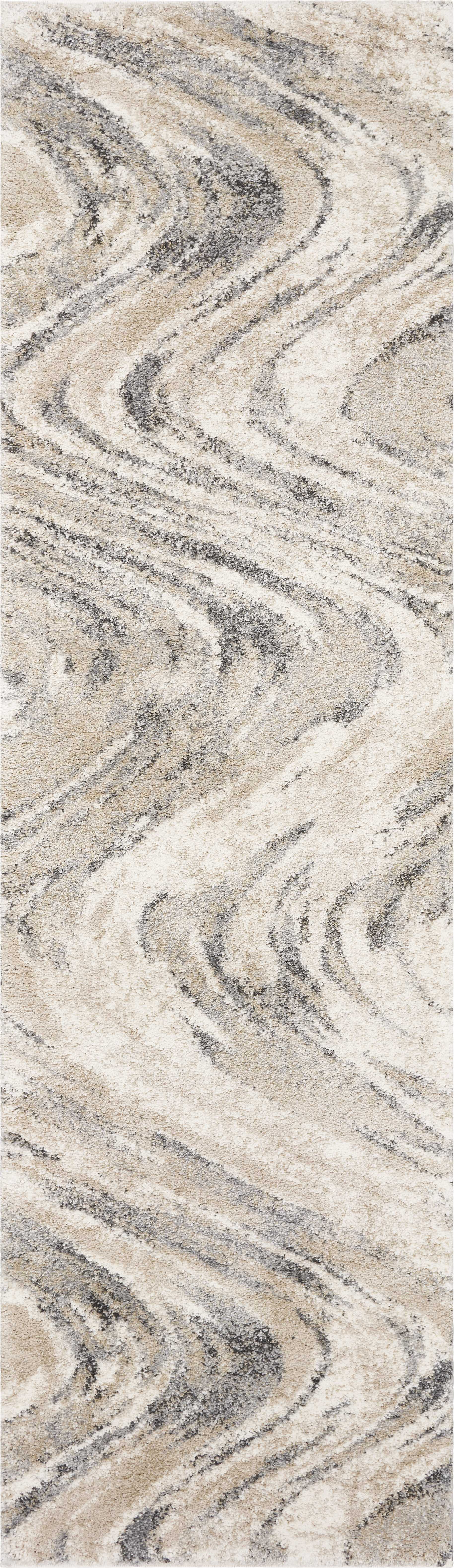 7' X 9' Gray And Tan Abstract Area Rug-Area Rugs-DECOROLALA