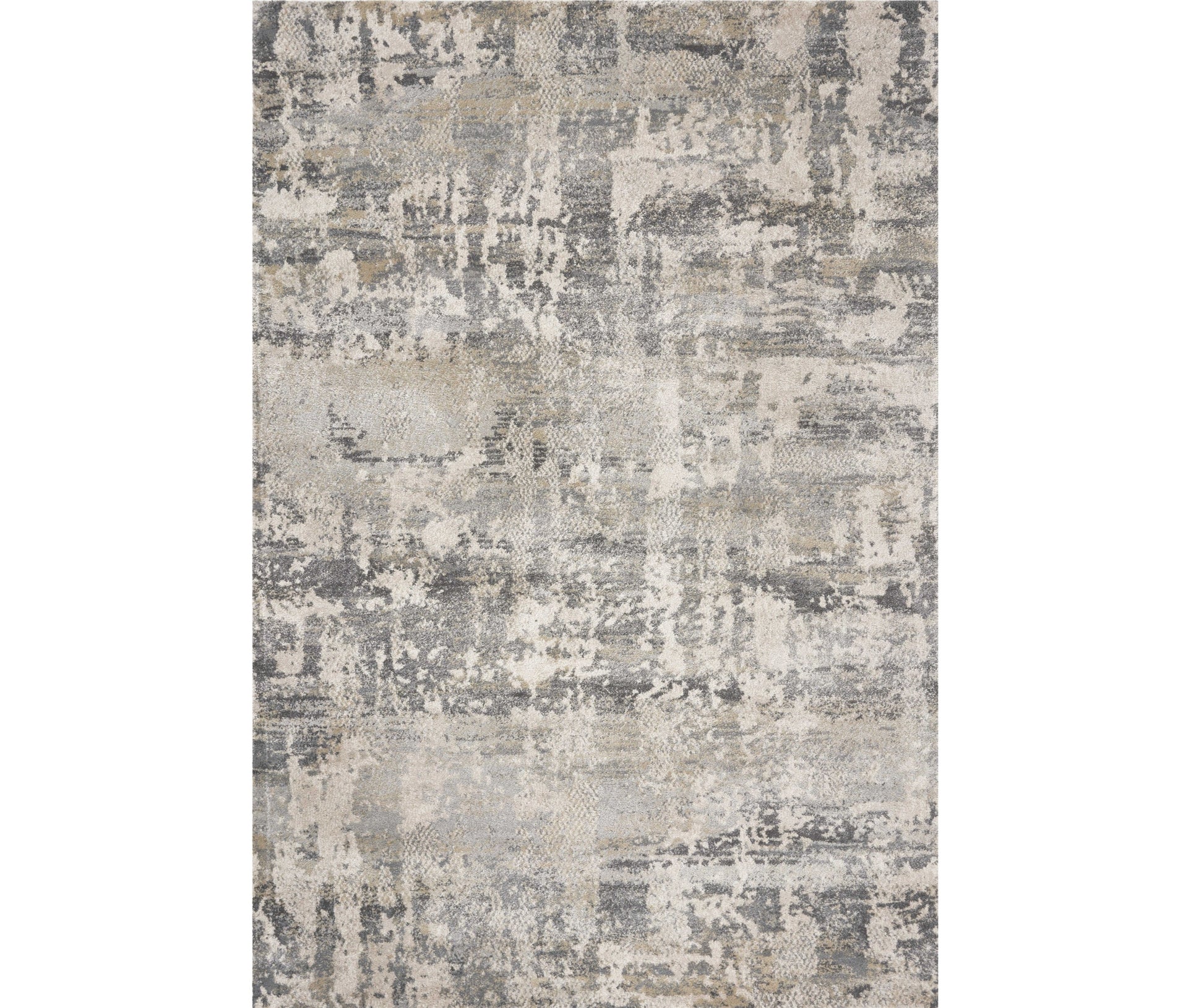 7' X 9' Gray And Tan Abstract Area Rug-Area Rugs-DECOROLALA