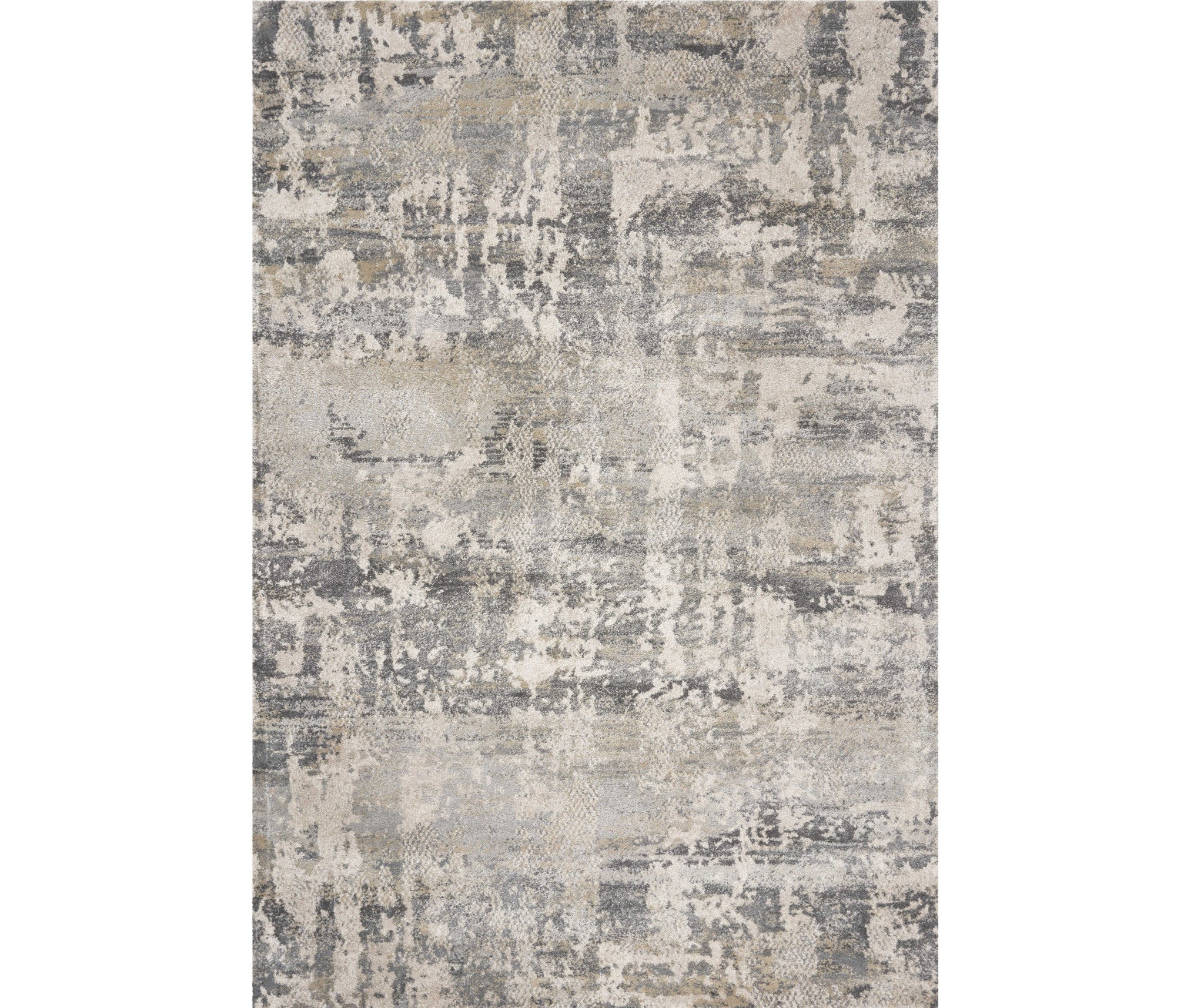 7' X 9' Gray And Tan Abstract Area Rug-Area Rugs-DECOROLALA