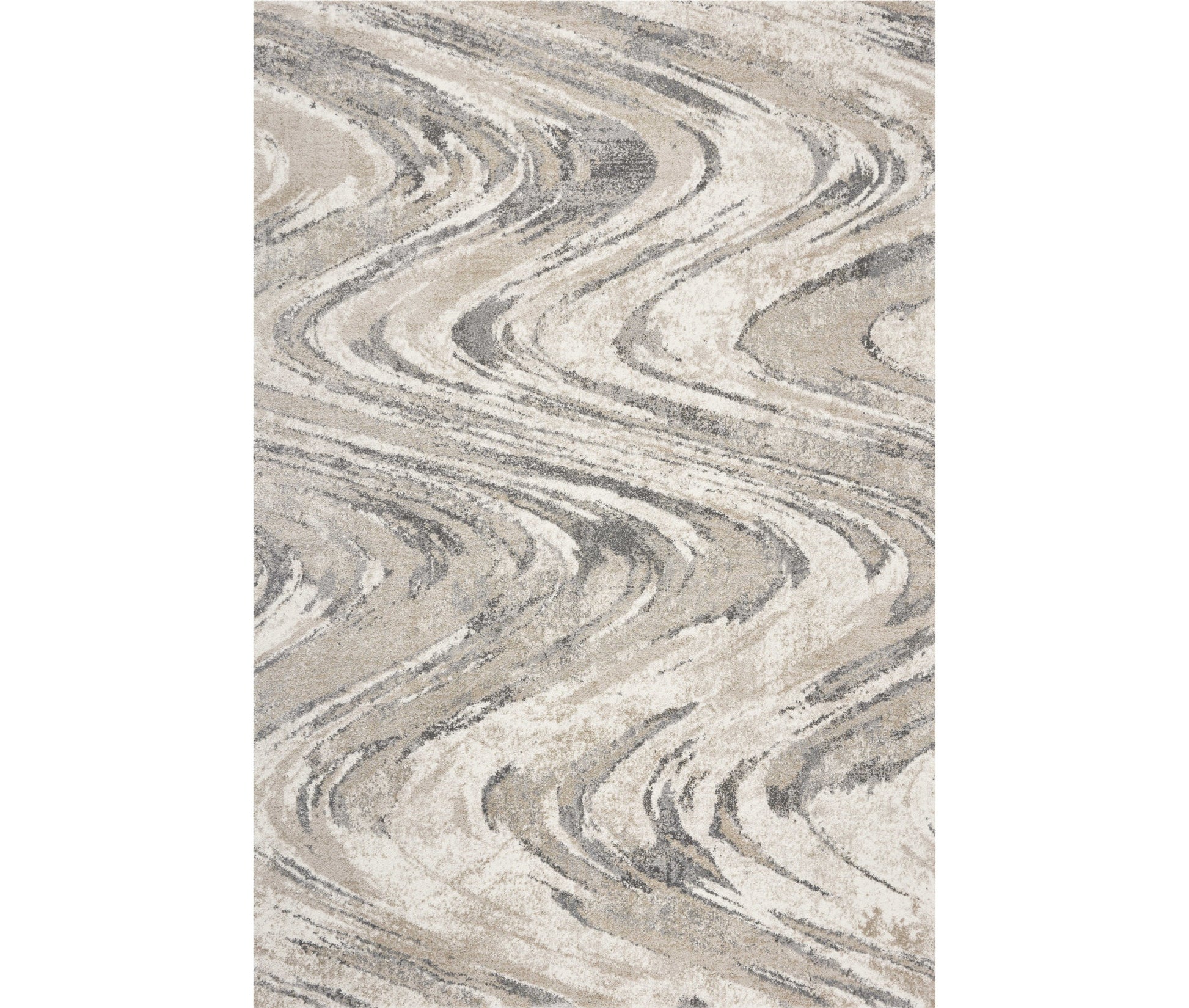7' X 9' Gray And Tan Abstract Area Rug-Area Rugs-DECOROLALA