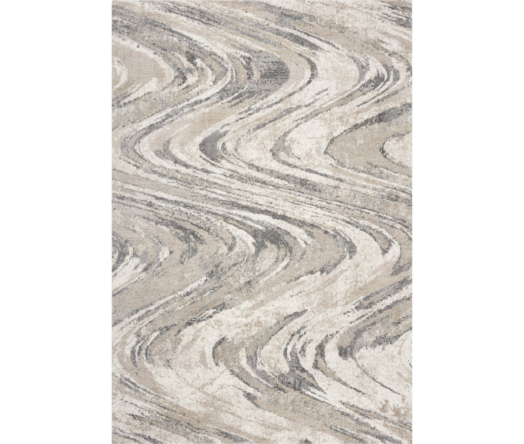 7' X 9' Gray And Tan Abstract Area Rug-Area Rugs-DECOROLALA