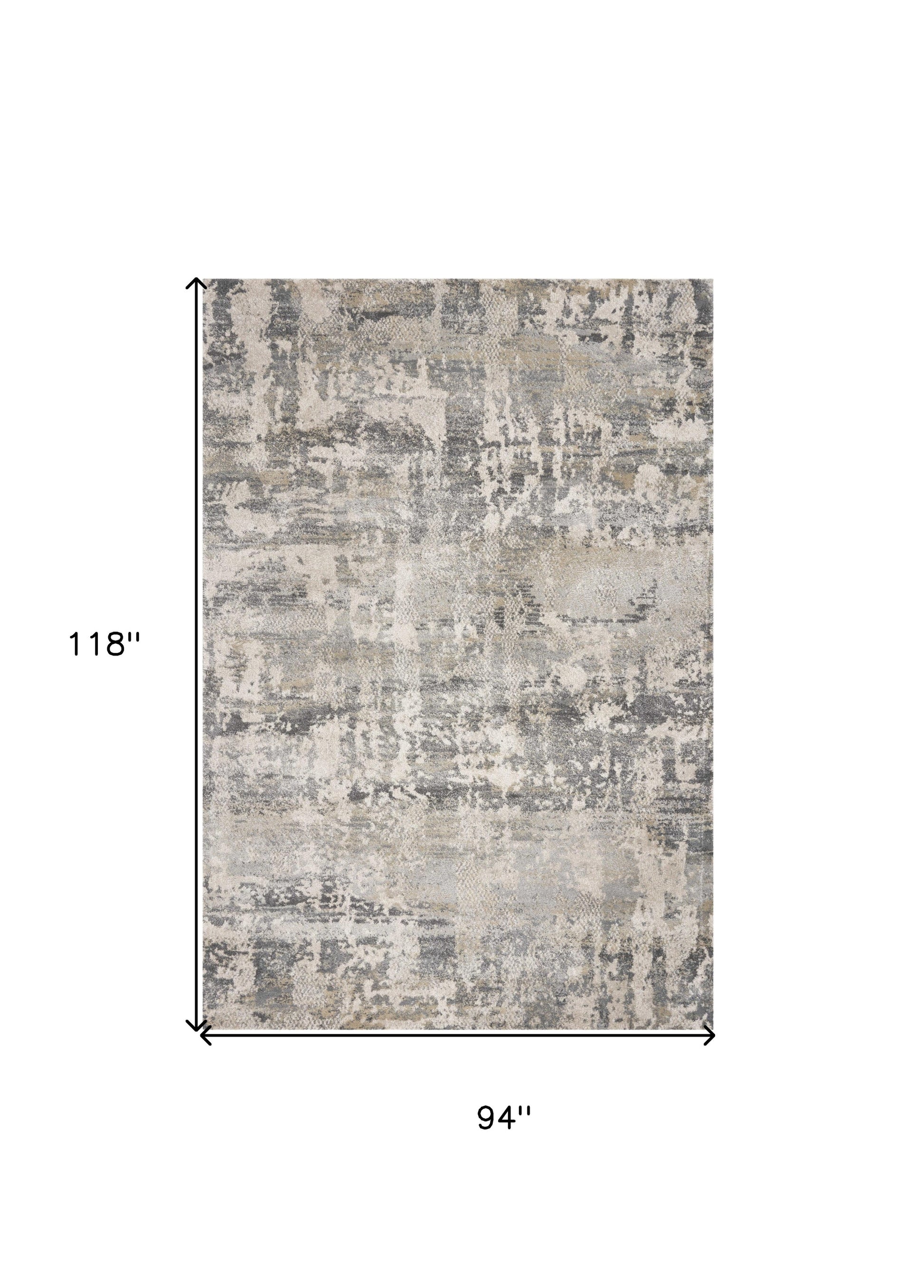 7' X 9' Gray And Tan Abstract Area Rug-Area Rugs-DECOROLALA