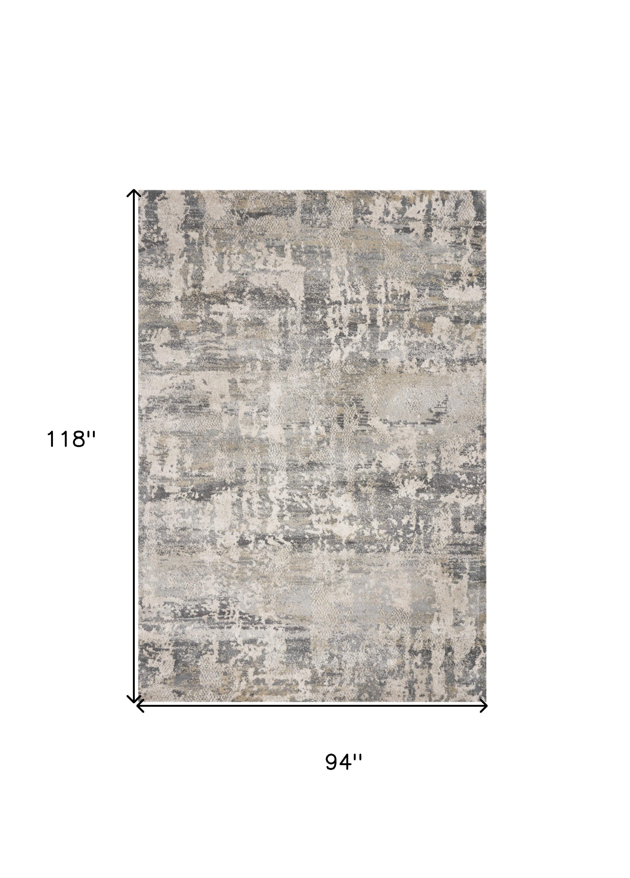 7' X 9' Gray And Tan Abstract Area Rug-Area Rugs-DECOROLALA