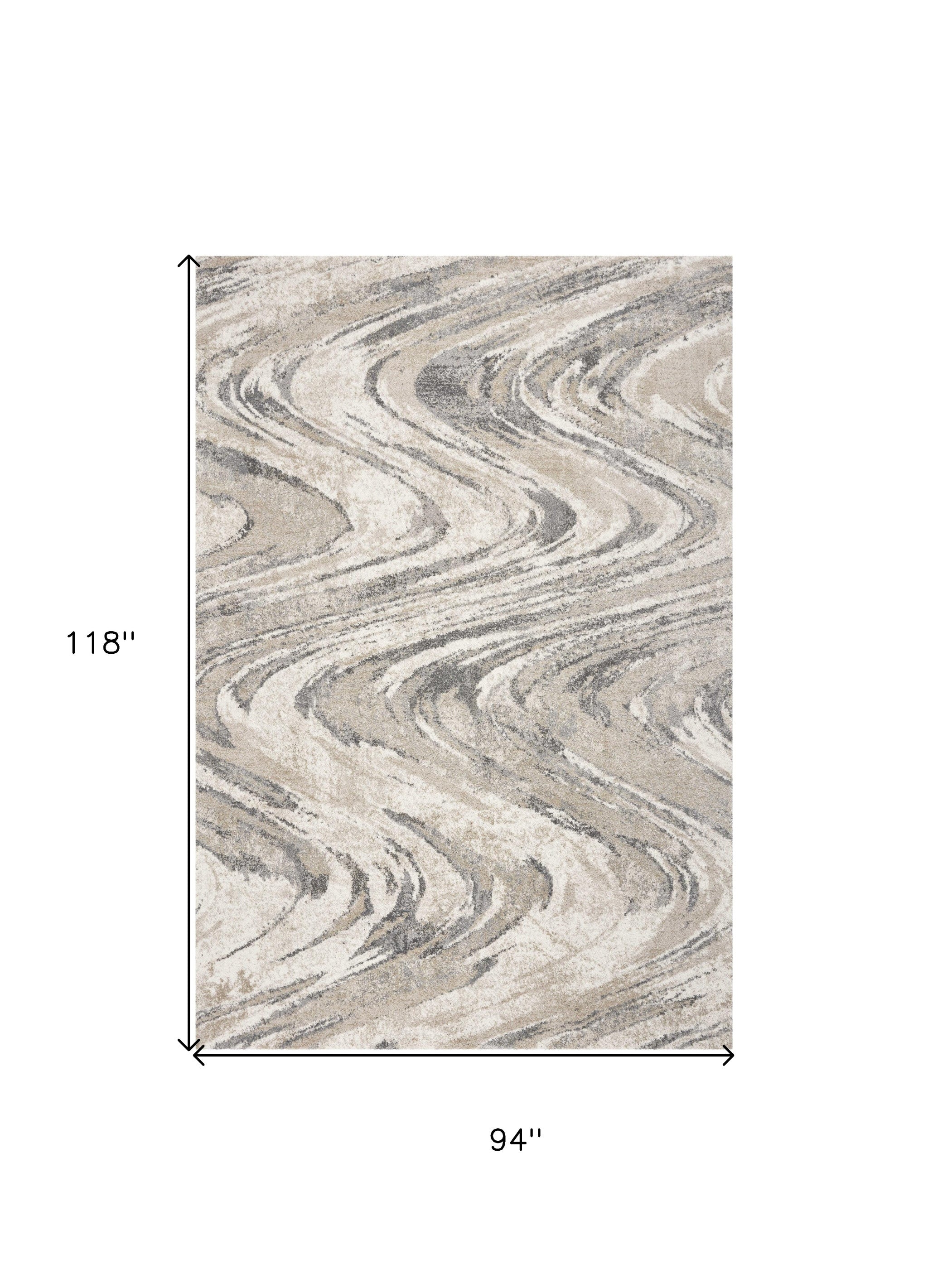 7' X 9' Gray And Tan Abstract Area Rug-Area Rugs-DECOROLALA