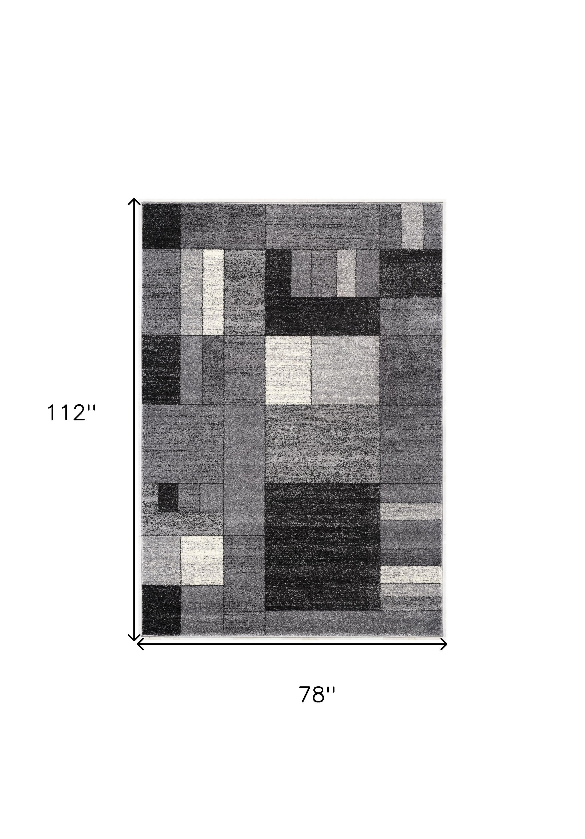 7' X 9' Gray Distressed Geometric Area Rug-Area Rugs-DECOROLALA