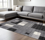 7' X 9' Gray Distressed Geometric Area Rug-Area Rugs-DECOROLALA