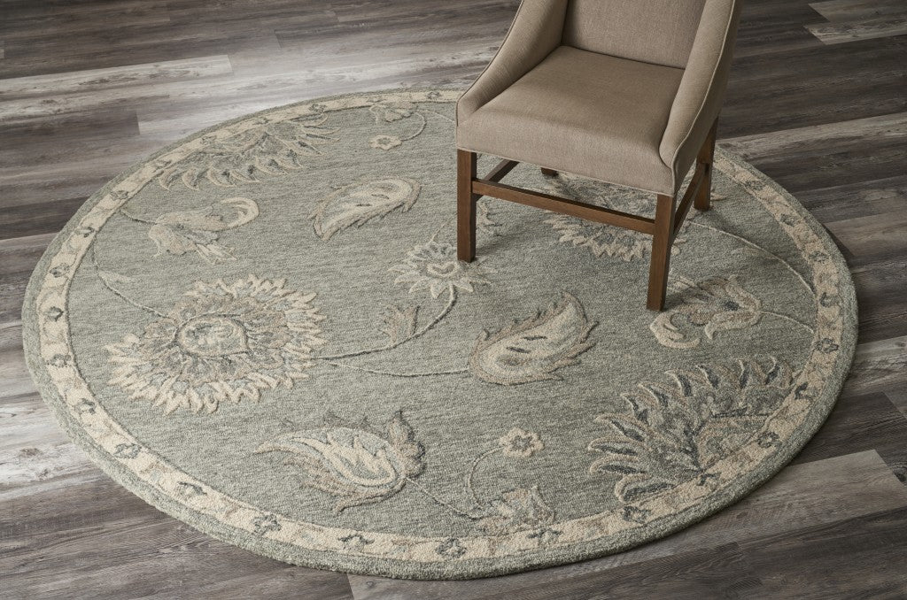 7' X 9' Gray Wool Hand Tufted Area Rug-Area Rugs-DECOROLALA