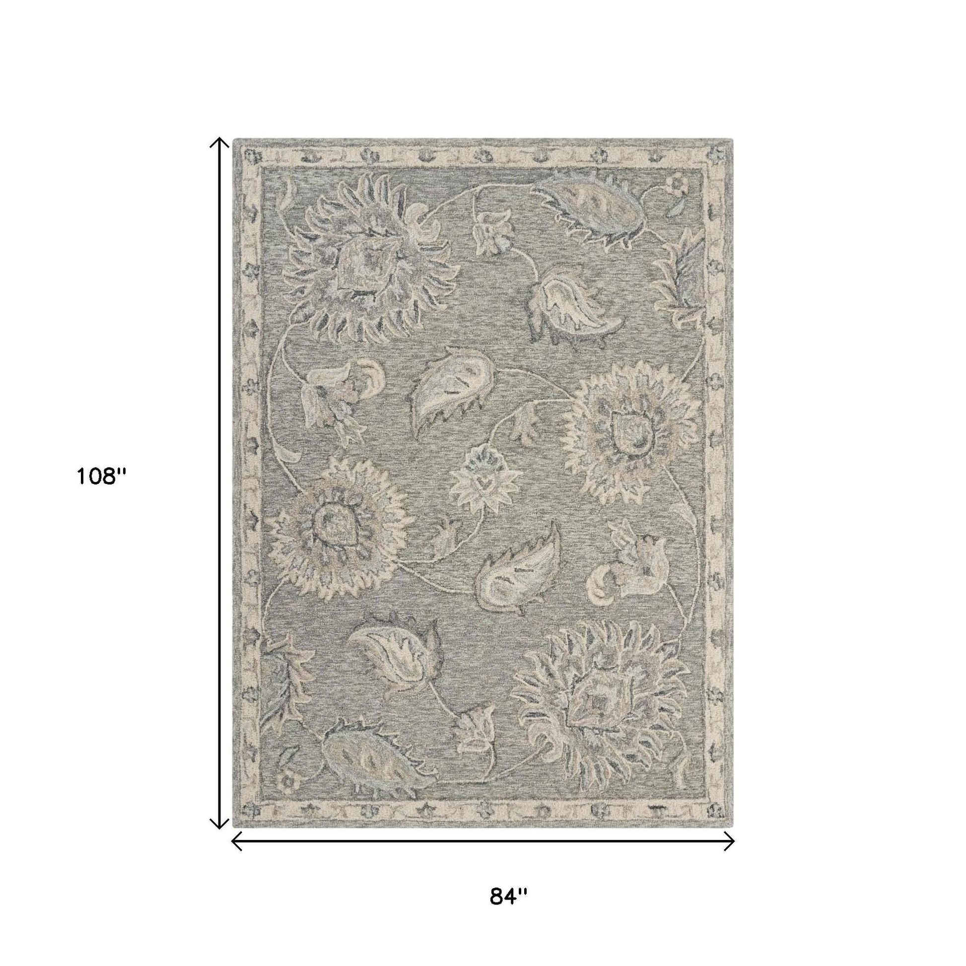 7' X 9' Gray Wool Hand Tufted Area Rug-Area Rugs-DECOROLALA