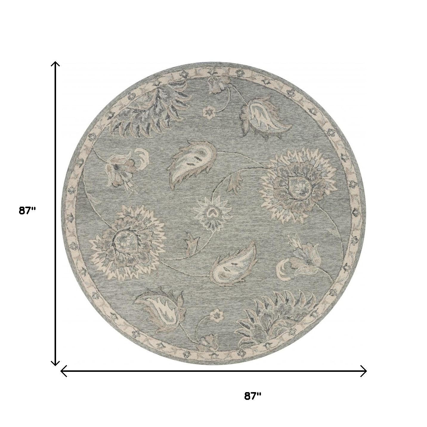 7' X 9' Gray Wool Hand Tufted Area Rug-Area Rugs-DECOROLALA