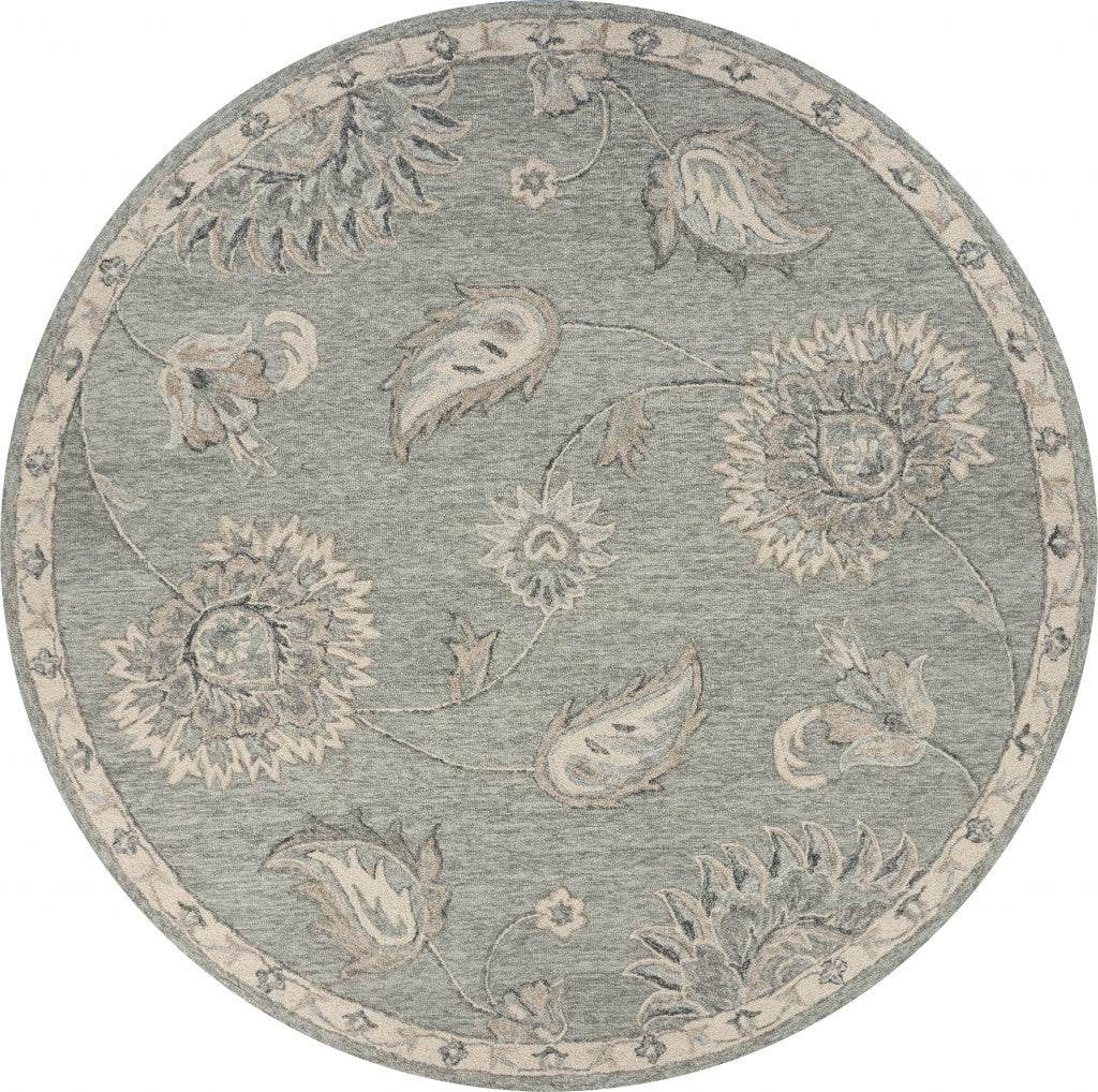 7' X 9' Gray Wool Hand Tufted Area Rug-Area Rugs-DECOROLALA