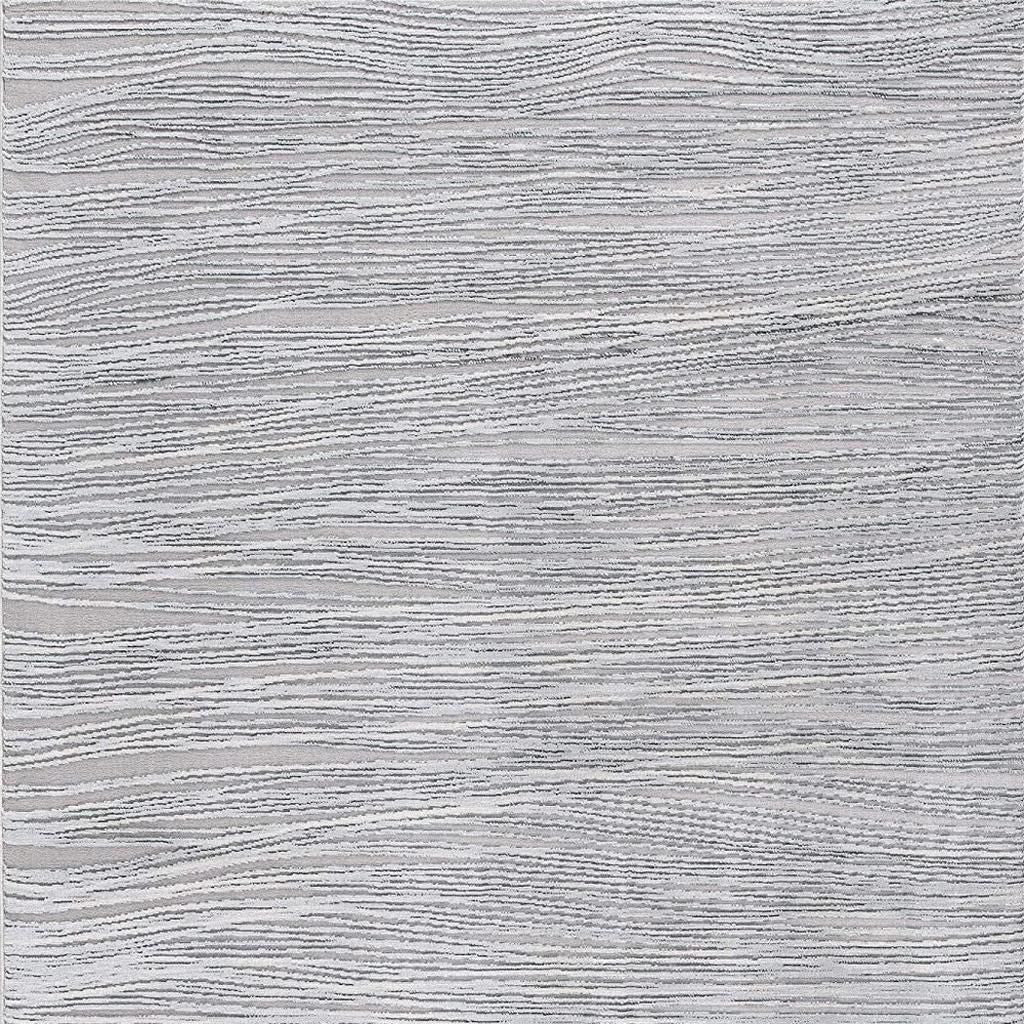 7' X 9' Gray and Ivory Striped Power Loom Area Rug-Area Rugs-DECOROLALA