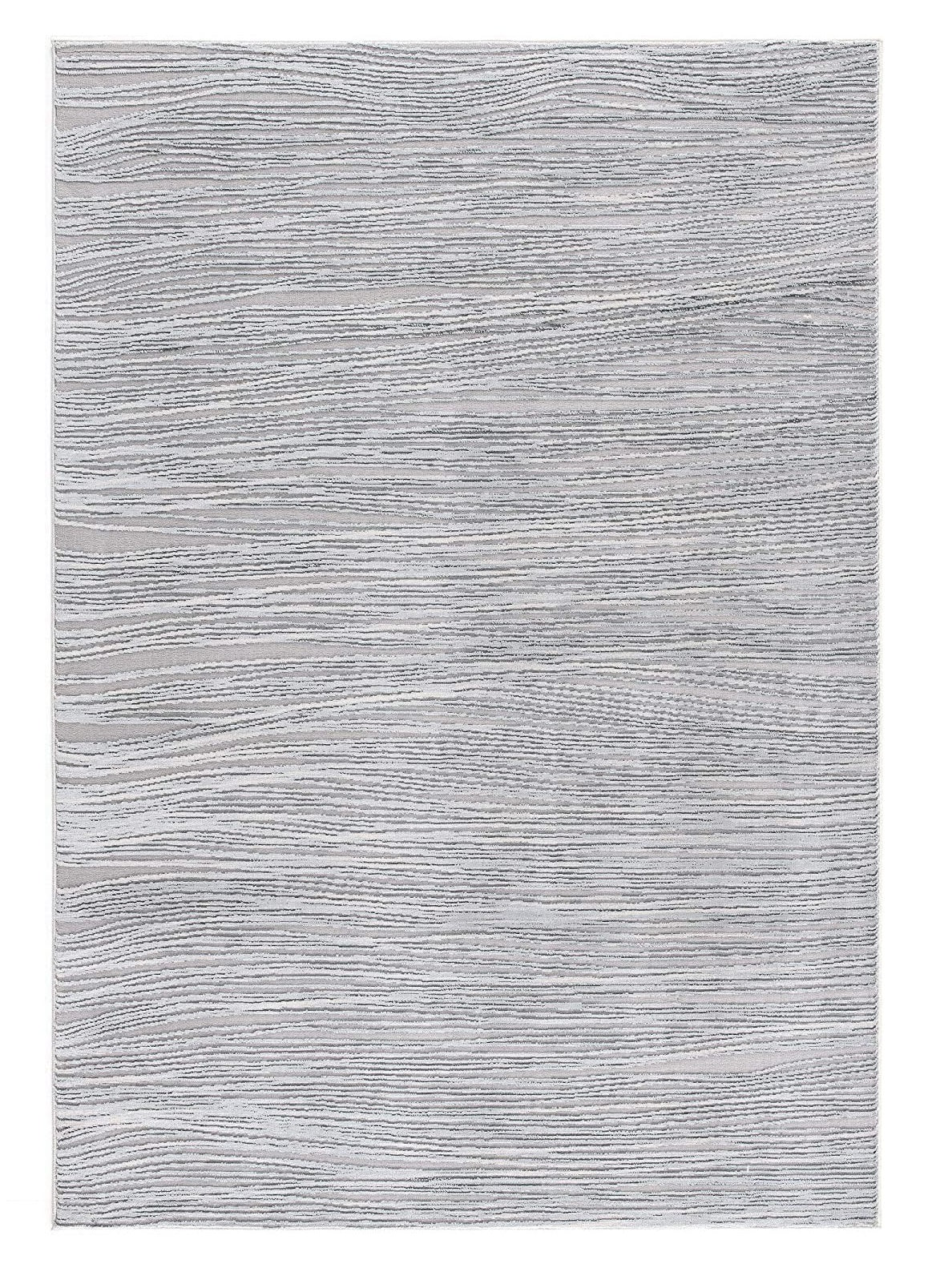 7' X 9' Gray and Ivory Striped Power Loom Area Rug-Area Rugs-DECOROLALA