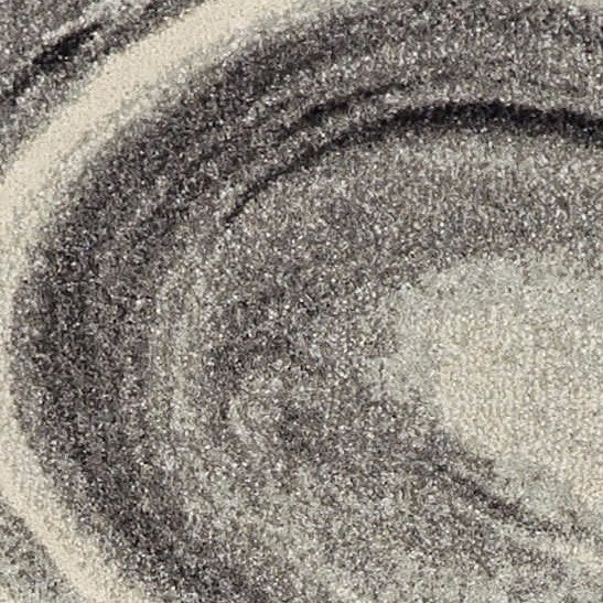 7' X 9' Ivory Black And Gray Abstract Shag Area Rug-Area Rugs-DECOROLALA