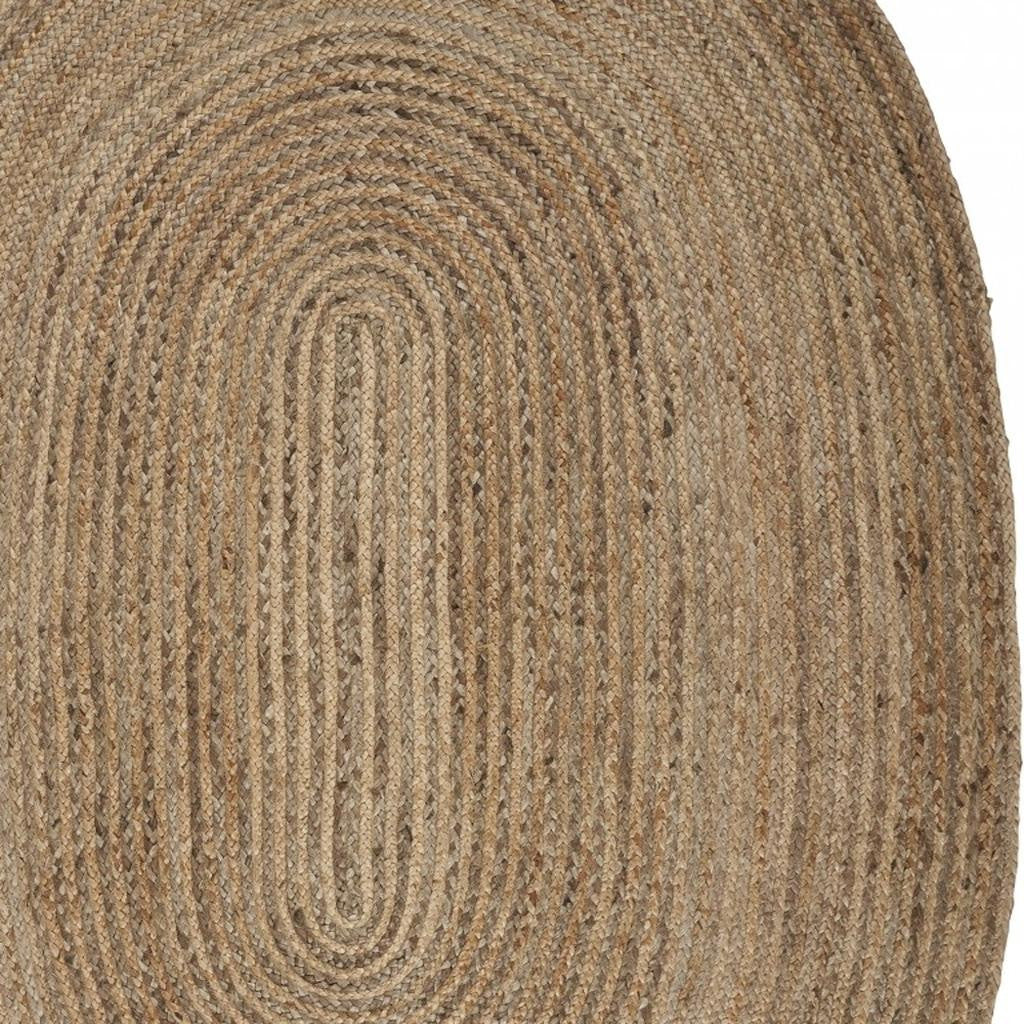7' X 9' Natural Jute Hand Braided Oval Rug-Area Rugs-DECOROLALA