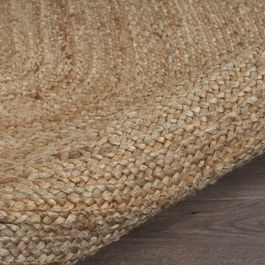 7' X 9' Natural Jute Hand Braided Oval Rug-Area Rugs-DECOROLALA