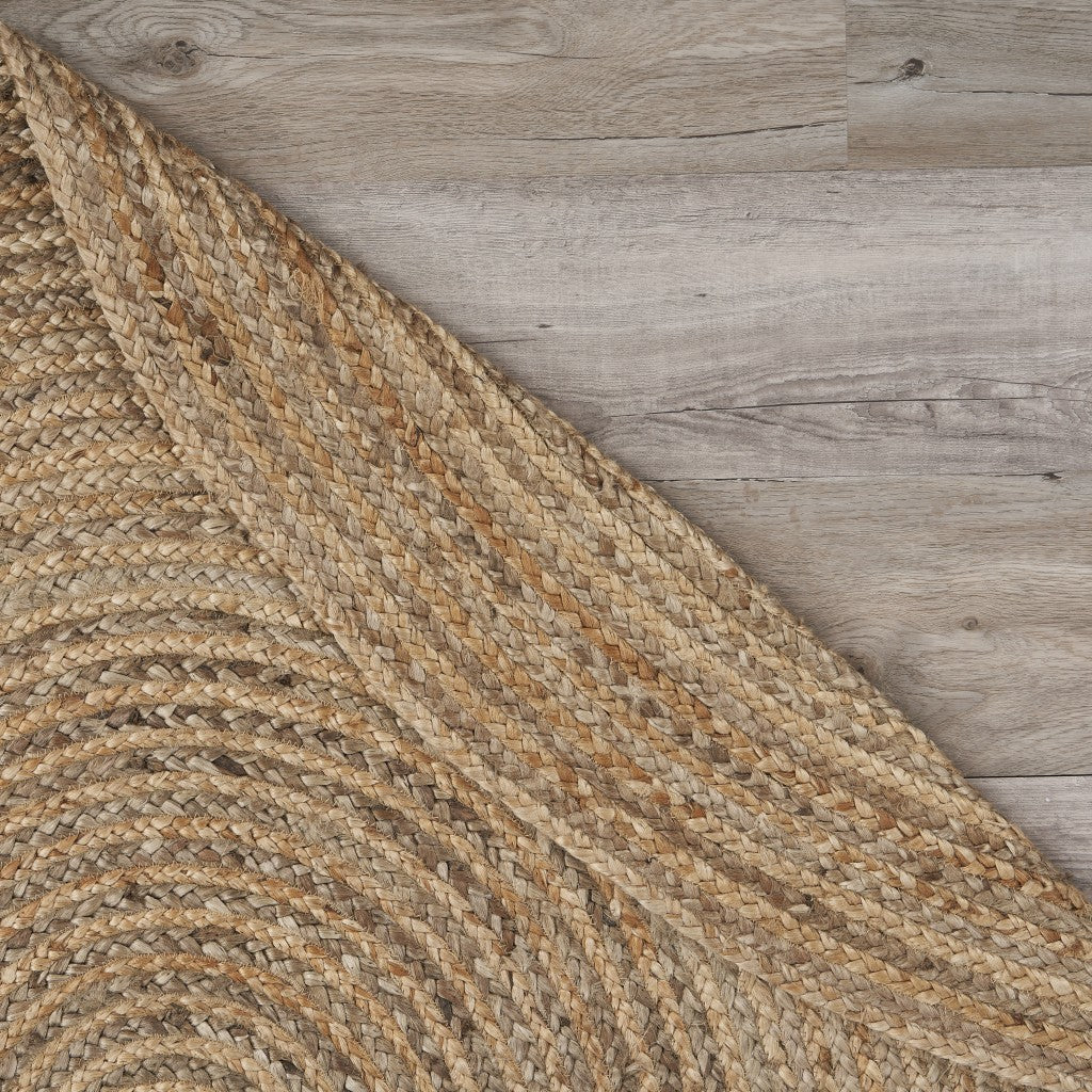 7' X 9' Natural Jute Hand Braided Oval Rug-Area Rugs-DECOROLALA