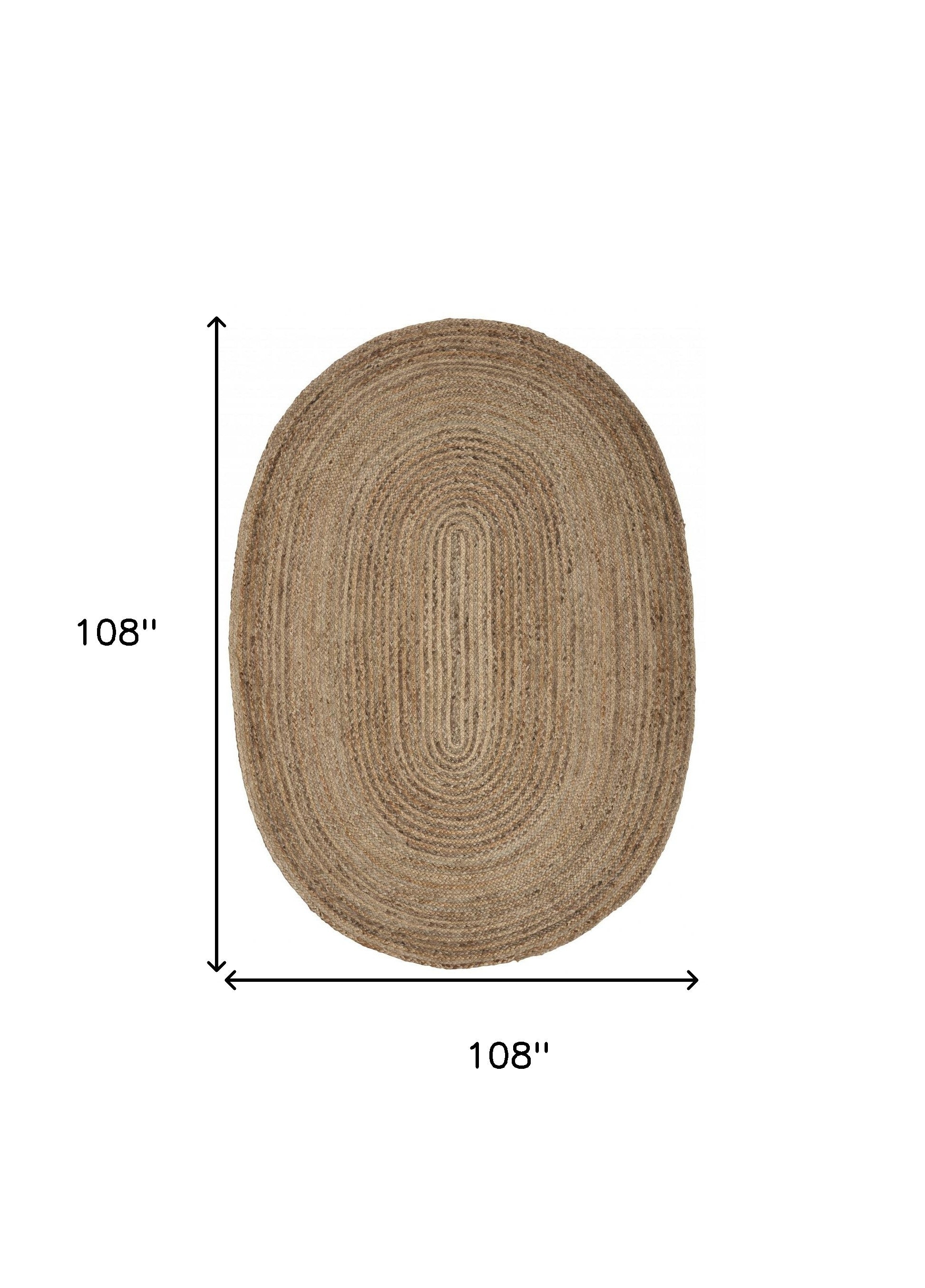 7' X 9' Natural Jute Hand Braided Oval Rug-Area Rugs-DECOROLALA