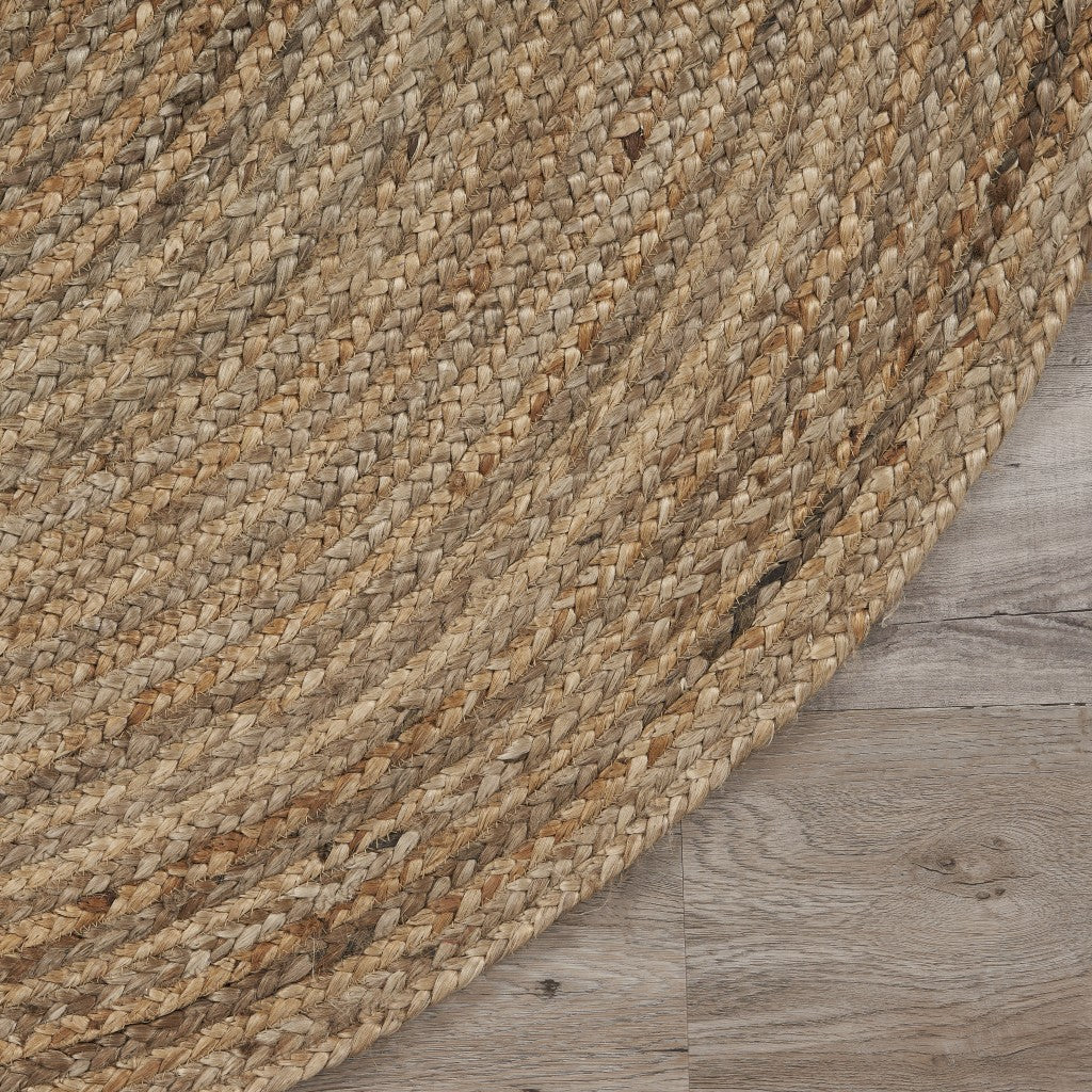 7' X 9' Natural Jute Hand Braided Oval Rug-Area Rugs-DECOROLALA