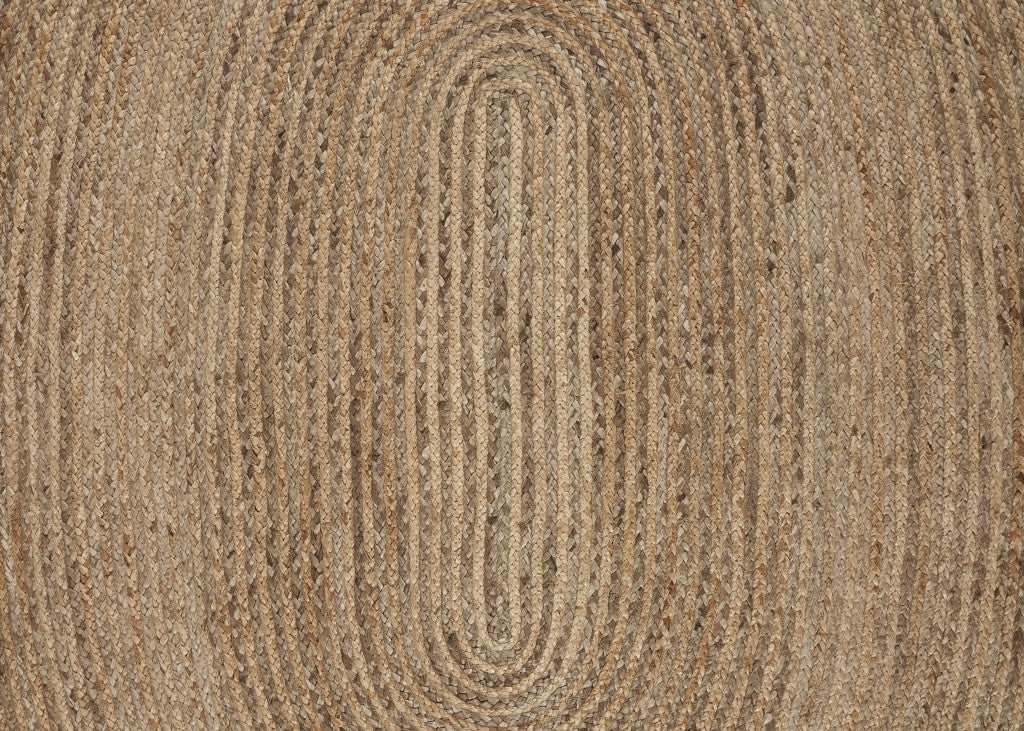 7' X 9' Natural Jute Hand Braided Oval Rug-Area Rugs-DECOROLALA