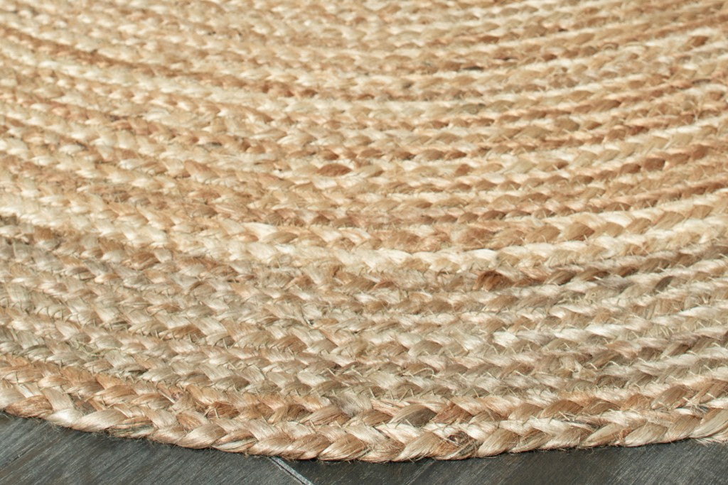 7' X 9' Natural Jute Hand Braided Oval Rug-Area Rugs-DECOROLALA