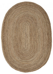 7' X 9' Natural Jute Hand Braided Oval Rug-Area Rugs-DECOROLALA