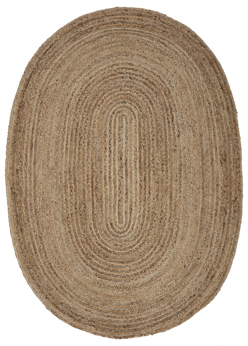 7' X 9' Natural Jute Hand Braided Oval Rug-Area Rugs-DECOROLALA