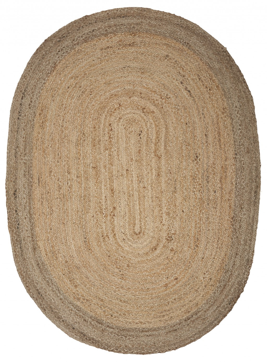 7' X 9' Natural Jute Hand Braided Oval Rug-Area Rugs-DECOROLALA