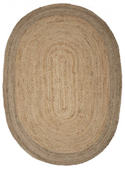 7' X 9' Natural Jute Hand Braided Oval Rug-Area Rugs-DECOROLALA