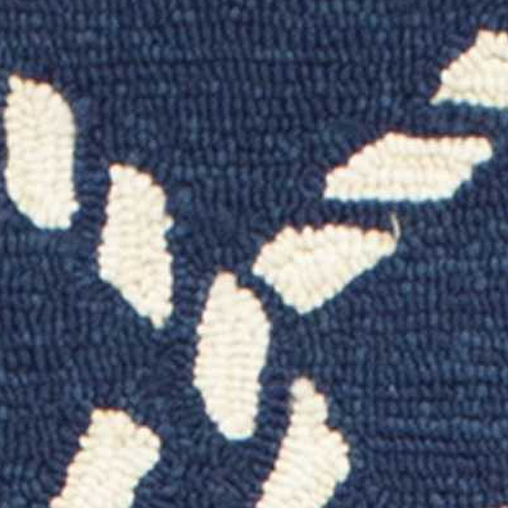 7' X 9' Navy Blue Nautical Handmade Indoor Outdoor Area Rug-Outdoor Rugs-DECOROLALA